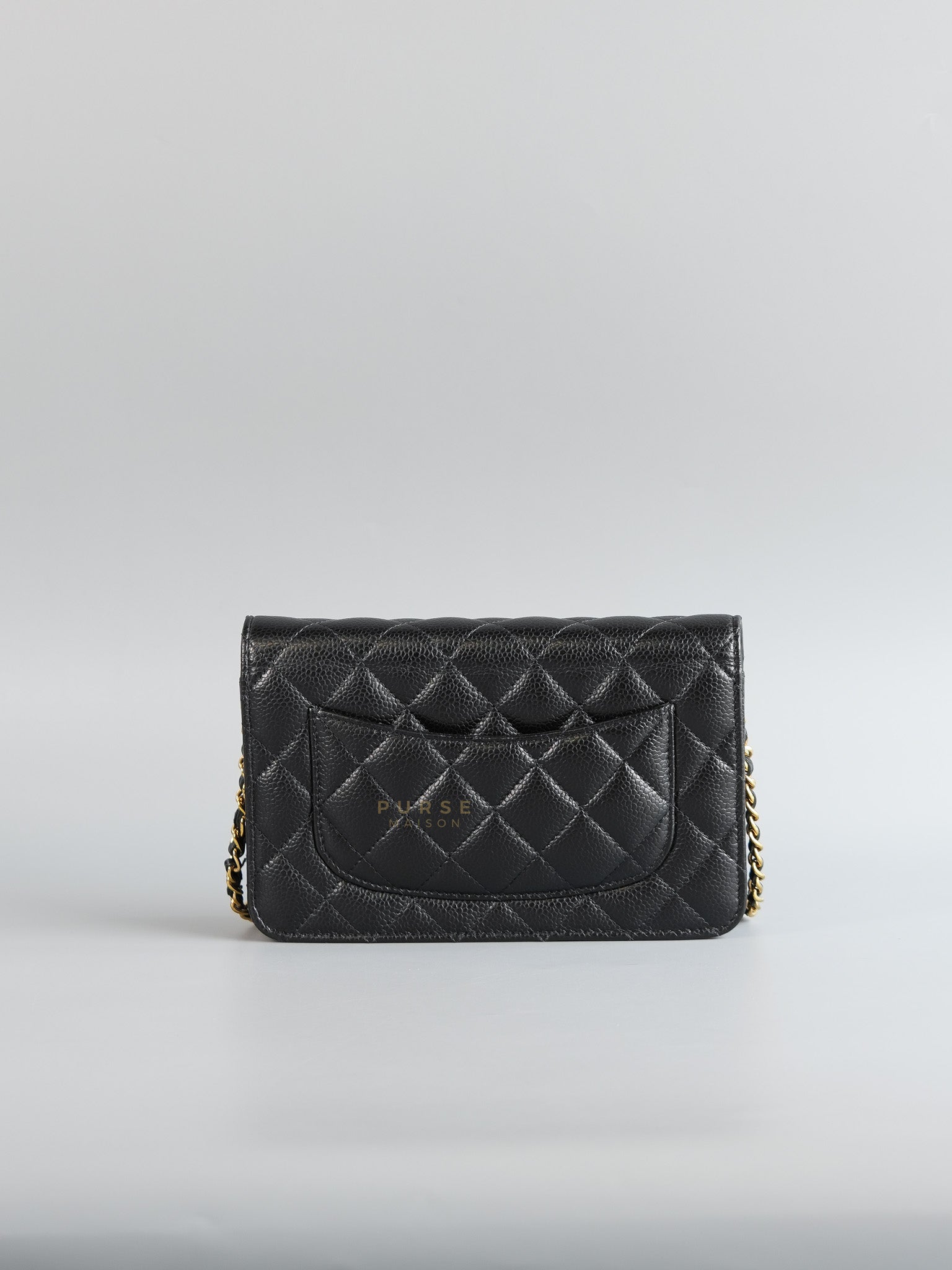 Wallet on Chain (WOC) in Black Caviar Quilted Leather (Microchip) | Purse Maison Luxury Bags Shop