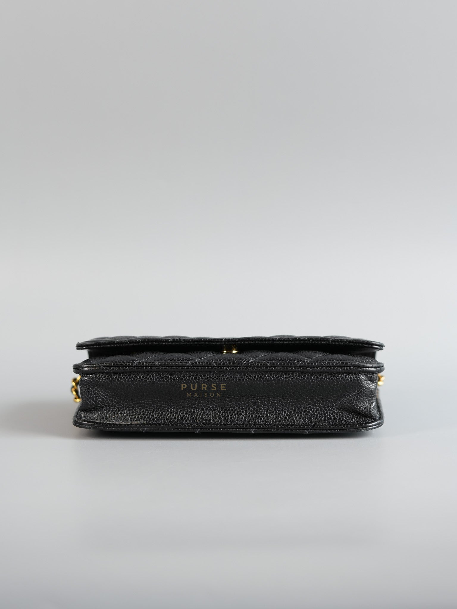 Wallet on Chain (WOC) in Black Caviar Quilted Leather (Microchip) | Purse Maison Luxury Bags Shop