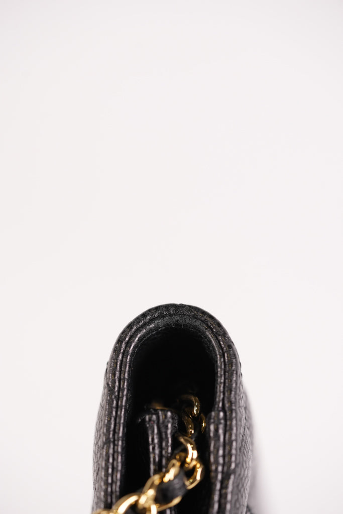 Wallet On Chain (WOC) in Black Quilted Caviar Leather and Gold Hardware Series 22 | Purse Maison Luxury Bags Shop