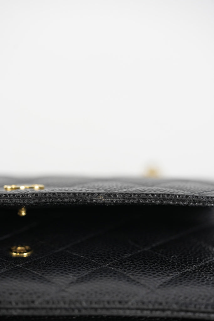 Wallet On Chain (WOC) in Black Quilted Caviar Leather and Gold Hardware Series 22 | Purse Maison Luxury Bags Shop