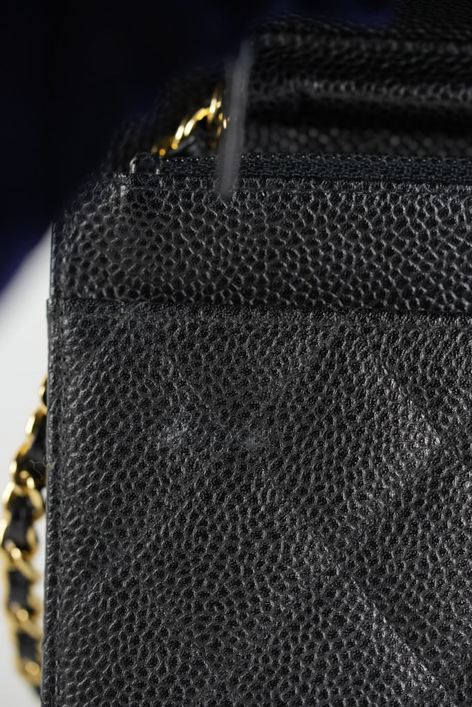 Wallet On Chain (WOC) in Black Quilted Caviar Leather and Gold Hardware Series 22 | Purse Maison Luxury Bags Shop