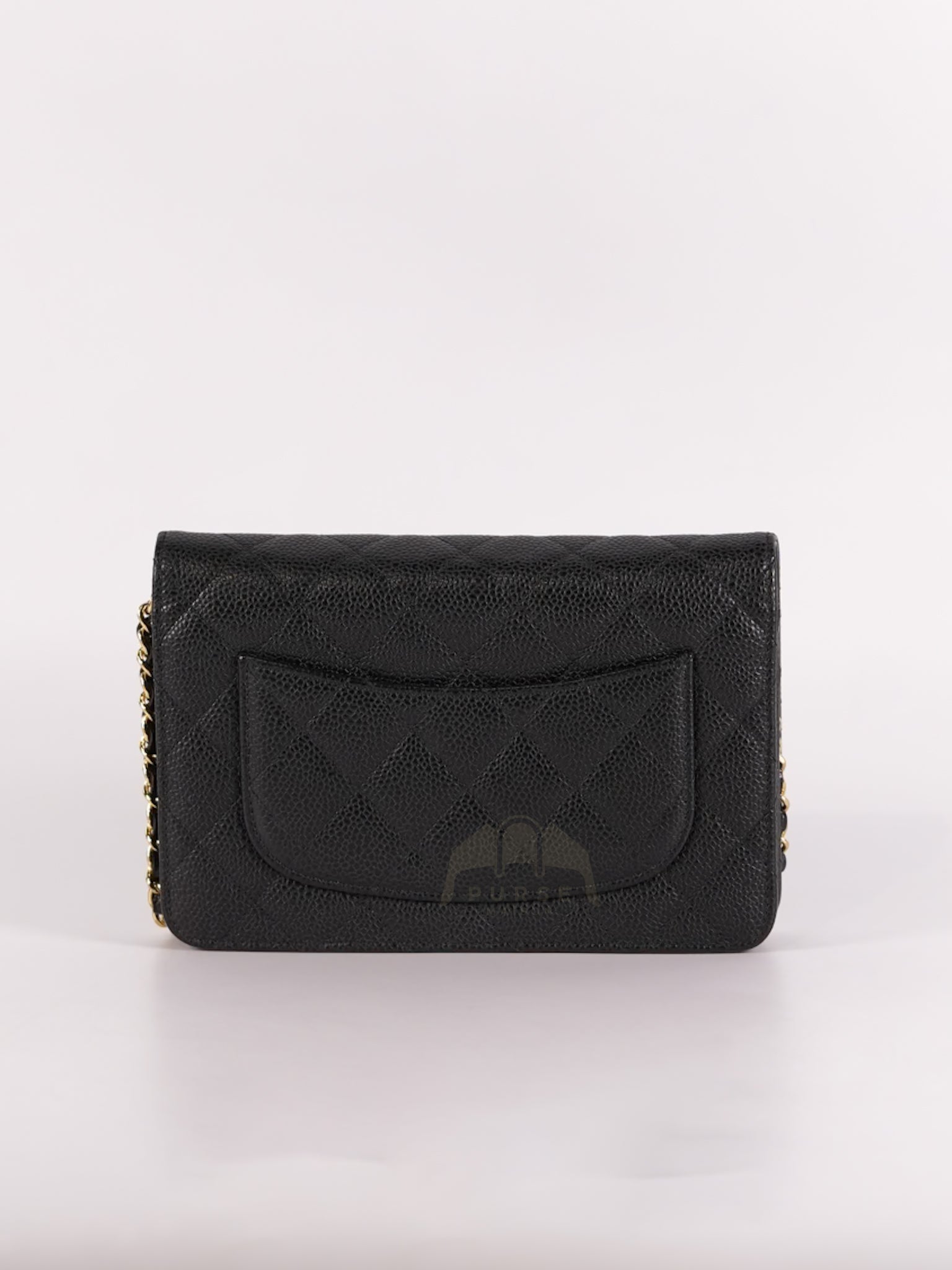 Wallet On Chain (WOC) in Black Quilted Caviar Leather and Gold Hardware Series 22 | Purse Maison Luxury Bags Shop