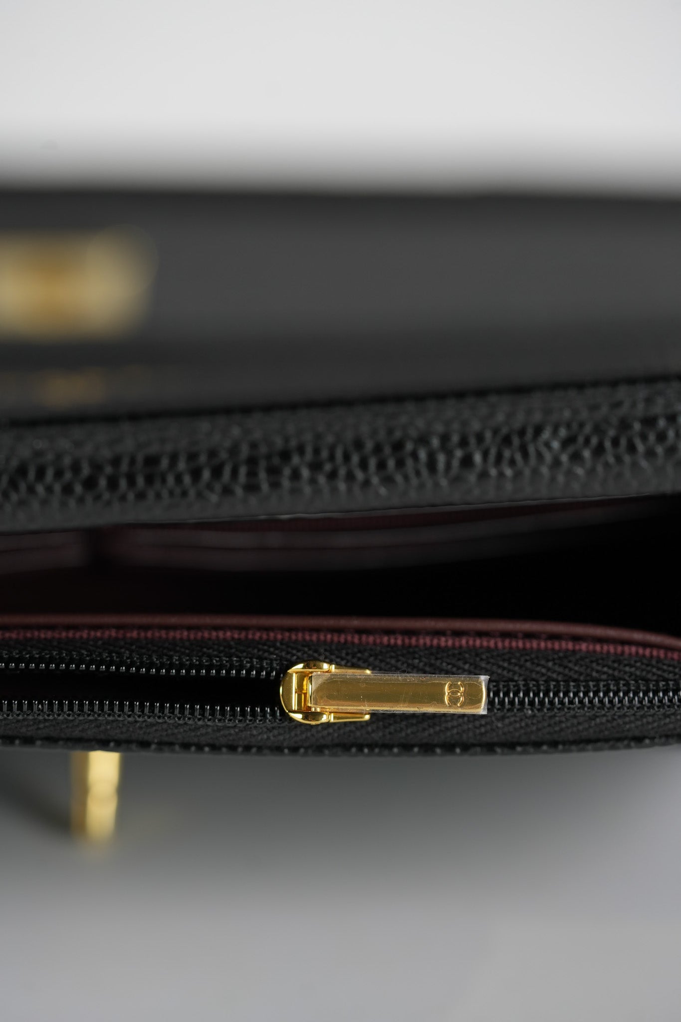 Wallet On Chain (WOC) in Black Quilted Caviar Leather & Gold Hardware Microchip | Purse Maison Luxury Bags Shop