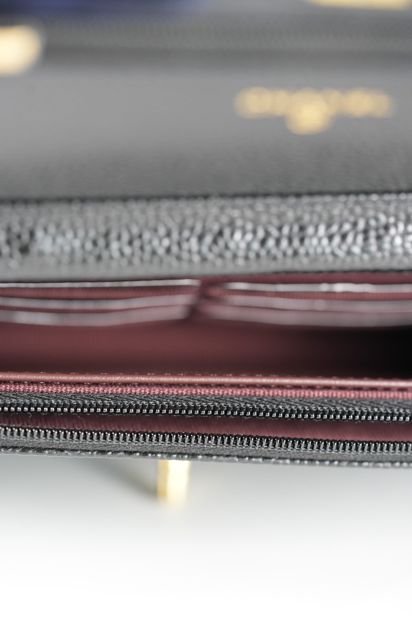 Wallet On Chain (WOC) in Black Quilted Caviar Leather & Gold Hardware Microchip | Purse Maison Luxury Bags Shop