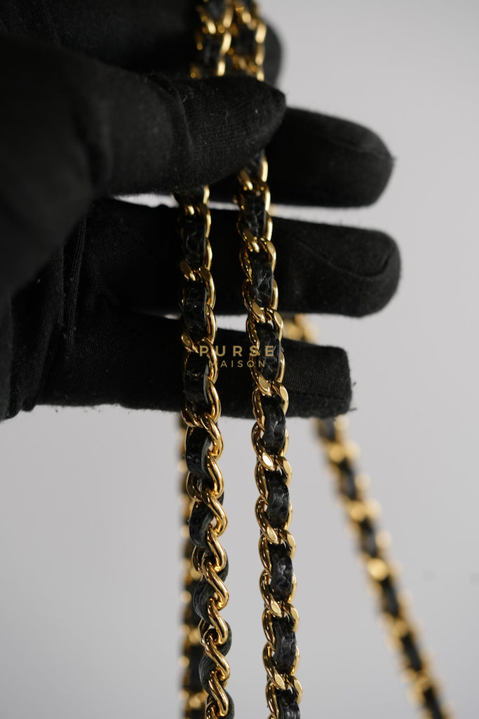 Wallet on Chain (WOC) in Black Quilted Caviar Leather & Gold Hardware Series 28 | Purse Maison Luxury Bags Shop