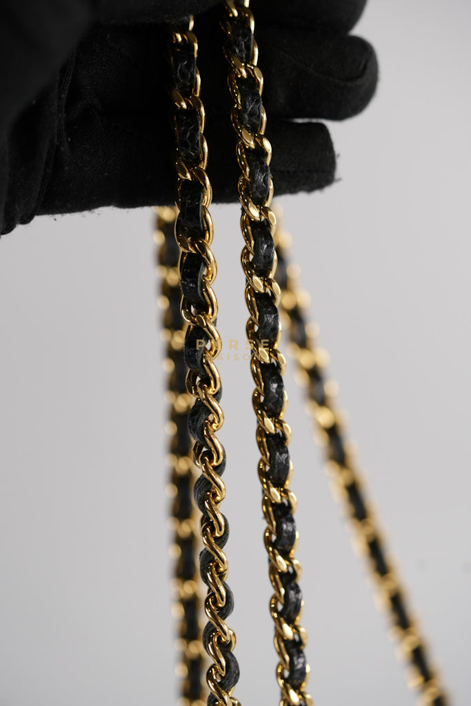Wallet on Chain (WOC) in Black Quilted Caviar Leather & Gold Hardware Series 28 | Purse Maison Luxury Bags Shop