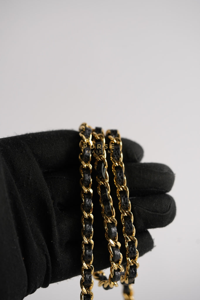 Wallet on Chain (WOC) in Black Quilted Caviar Leather & Gold Hardware Series 28 | Purse Maison Luxury Bags Shop