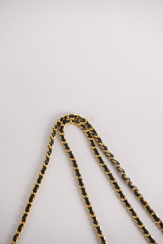 Wallet on Chain (WOC) in Black Quilted Caviar Leather & Gold Hardware Series 28 | Purse Maison Luxury Bags Shop