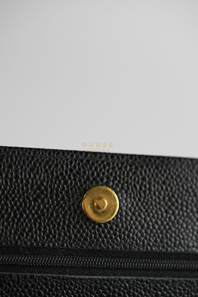 Wallet on Chain (WOC) in Black Quilted Caviar Leather & Gold Hardware Series 28 | Purse Maison Luxury Bags Shop