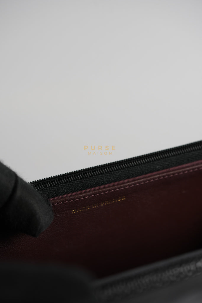 Wallet on Chain (WOC) in Black Quilted Caviar Leather & Gold Hardware Series 28 | Purse Maison Luxury Bags Shop
