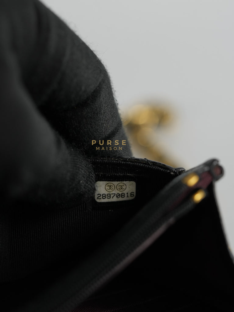 Wallet on Chain (WOC) in Black Quilted Caviar Leather & Gold Hardware Series 28 | Purse Maison Luxury Bags Shop
