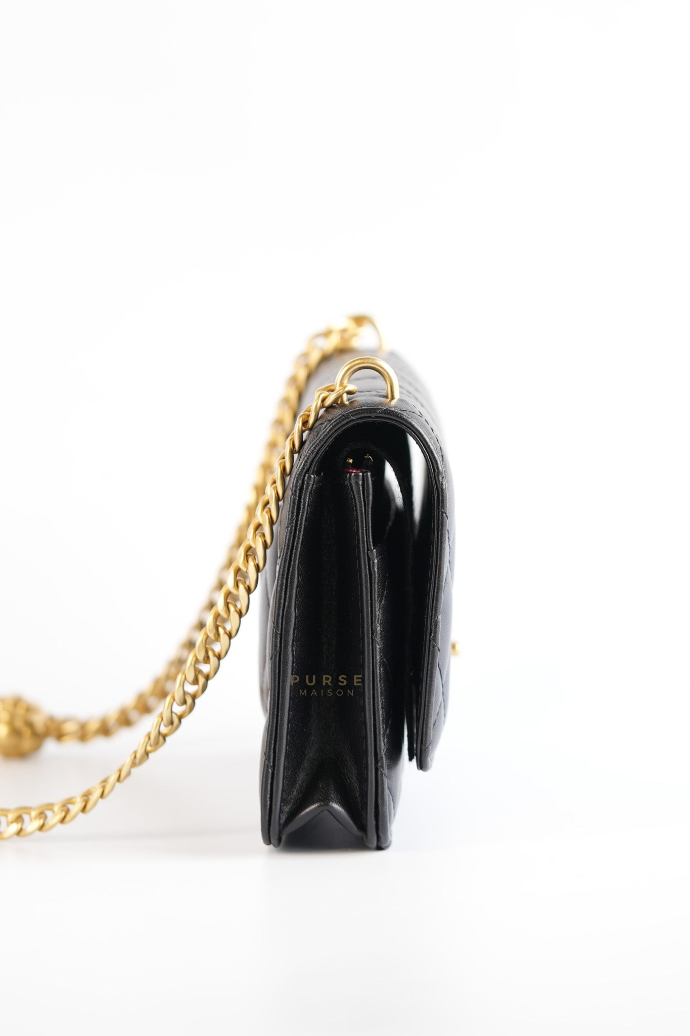 Wallet On Chain (WOC) in Camelia Adjusting Buckle in Aged Gold Hardware (Microchip) | Purse Maison Luxury Bags Shop