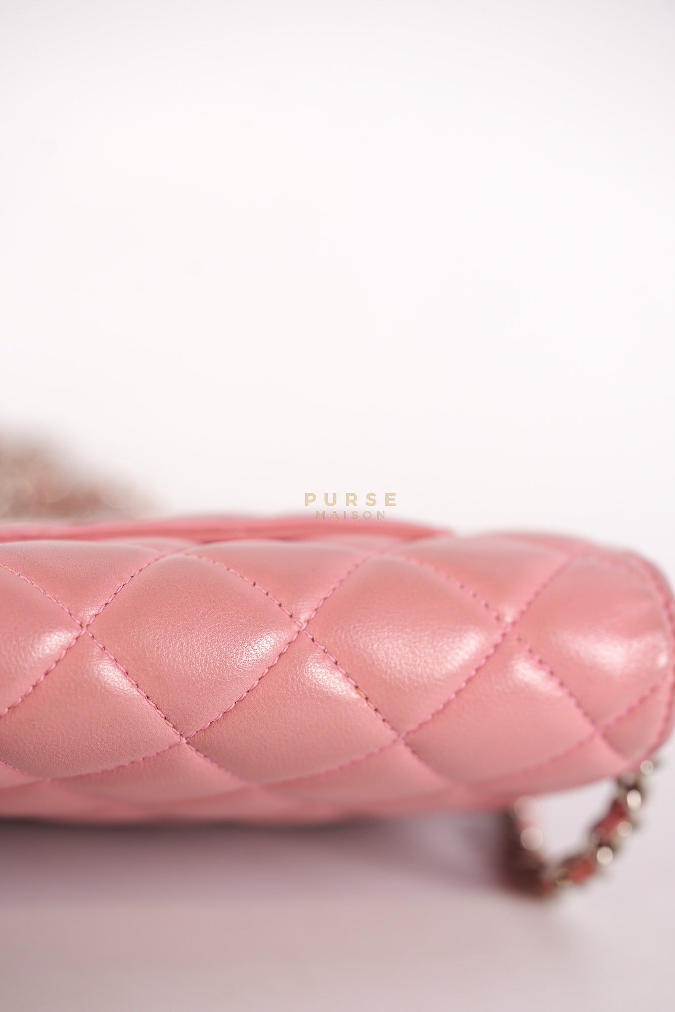 Wallet On Chain (WOC) in Pink Lambskin Leather and Silver Hardware Series 14 | Purse Maison Luxury Bags Shop