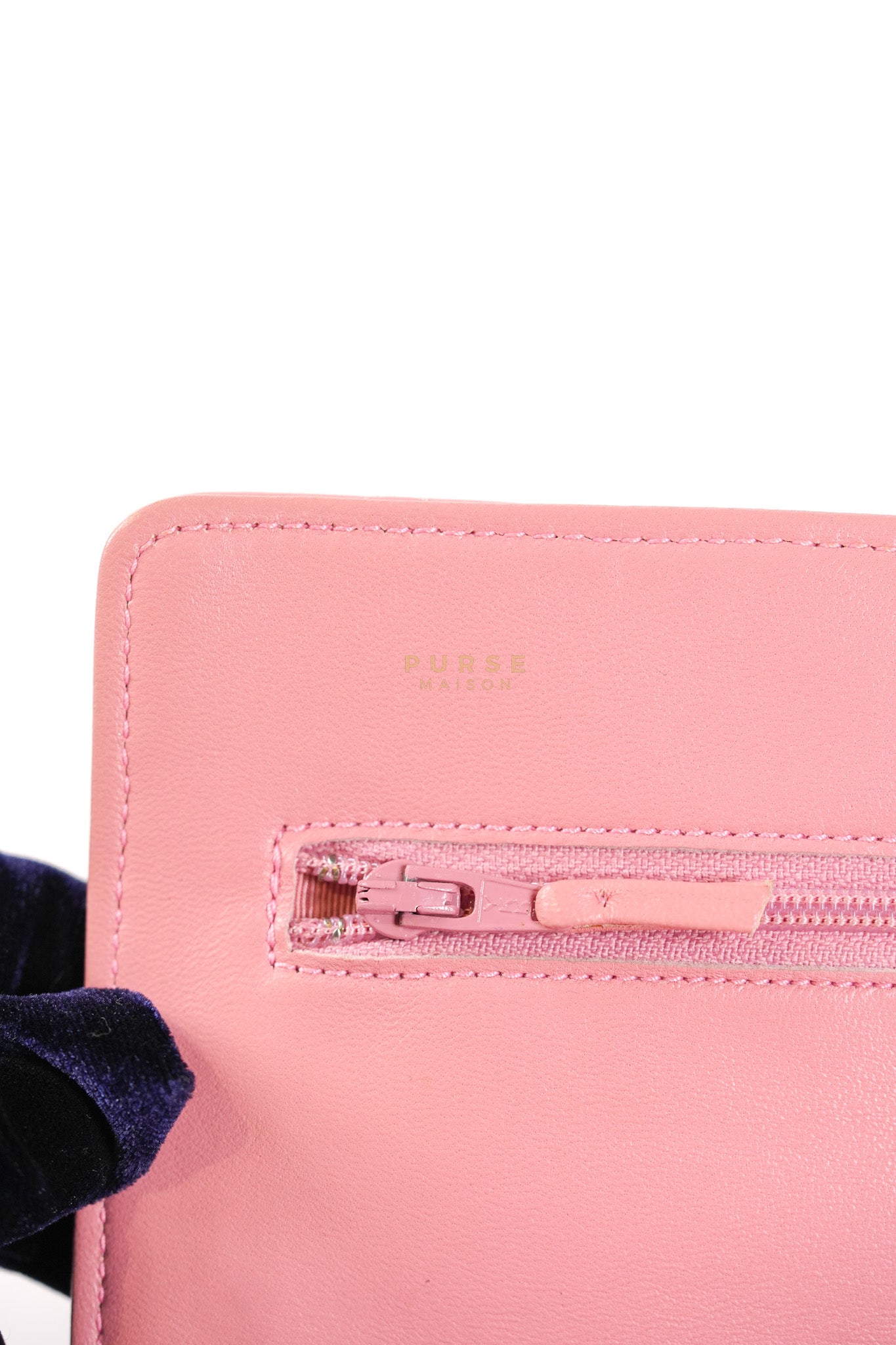 Wallet On Chain (WOC) in Pink Lambskin Leather and Silver Hardware Series 14 | Purse Maison Luxury Bags Shop