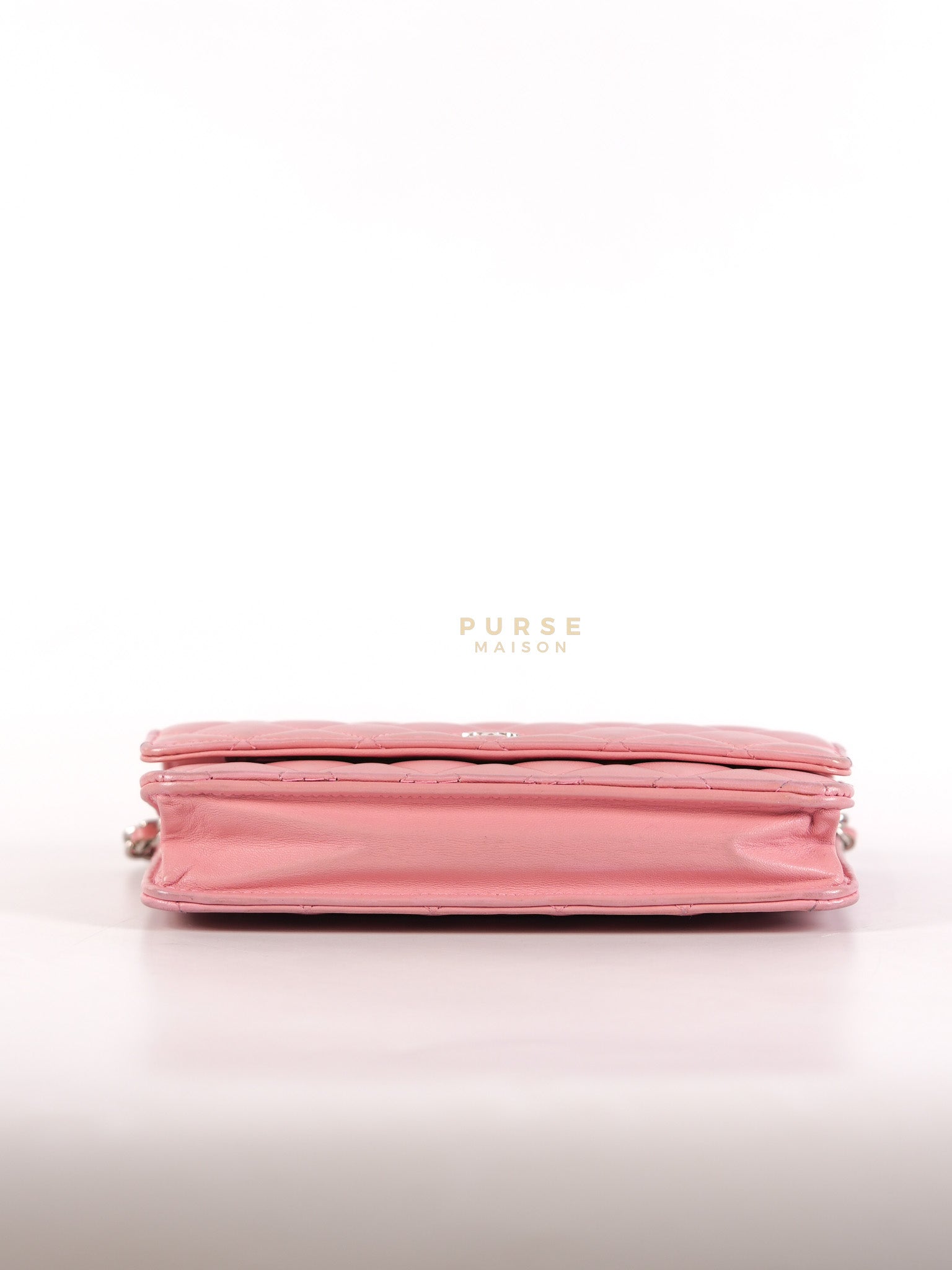 Wallet On Chain (WOC) in Pink Lambskin Leather and Silver Hardware Series 14 | Purse Maison Luxury Bags Shop