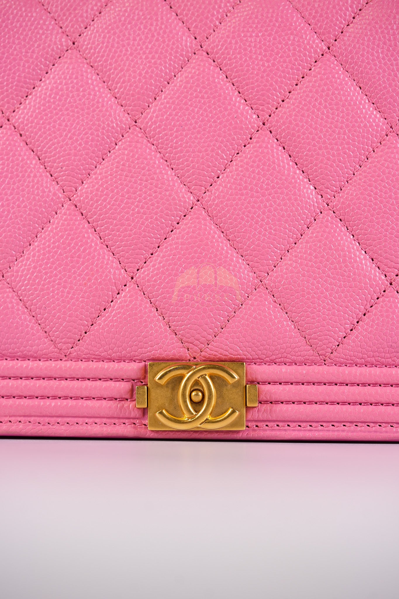 Wallet On Chain (WOC) in Pink Quilted Caviar Leather and Aged Gold Hardware Series 31 | Purse Maison Luxury Bags Shop