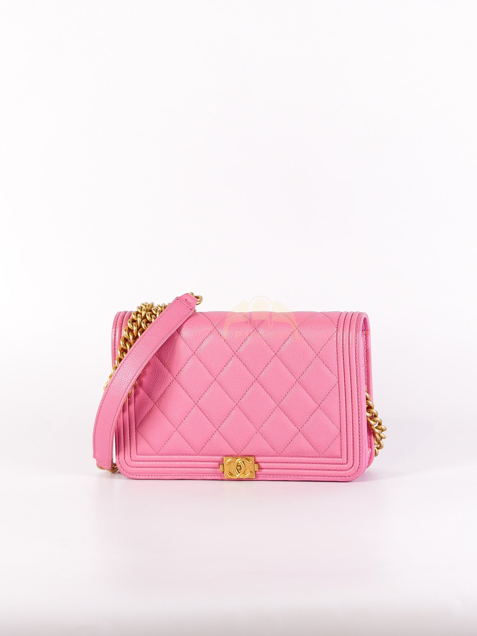 Wallet On Chain (WOC) in Pink Quilted Caviar Leather and Aged Gold Hardware Series 31 | Purse Maison Luxury Bags Shop