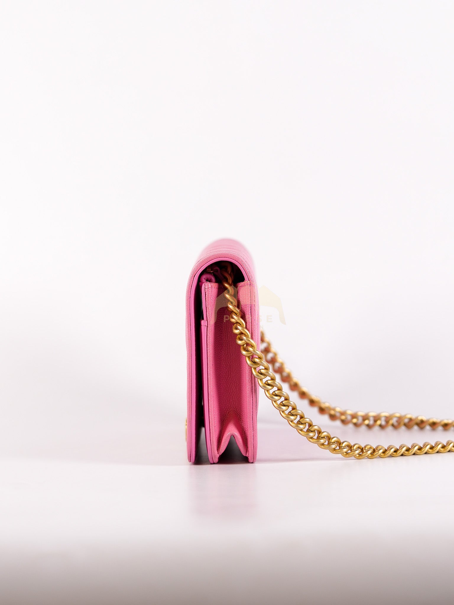 Wallet On Chain (WOC) in Pink Quilted Caviar Leather and Aged Gold Hardware Series 31 | Purse Maison Luxury Bags Shop