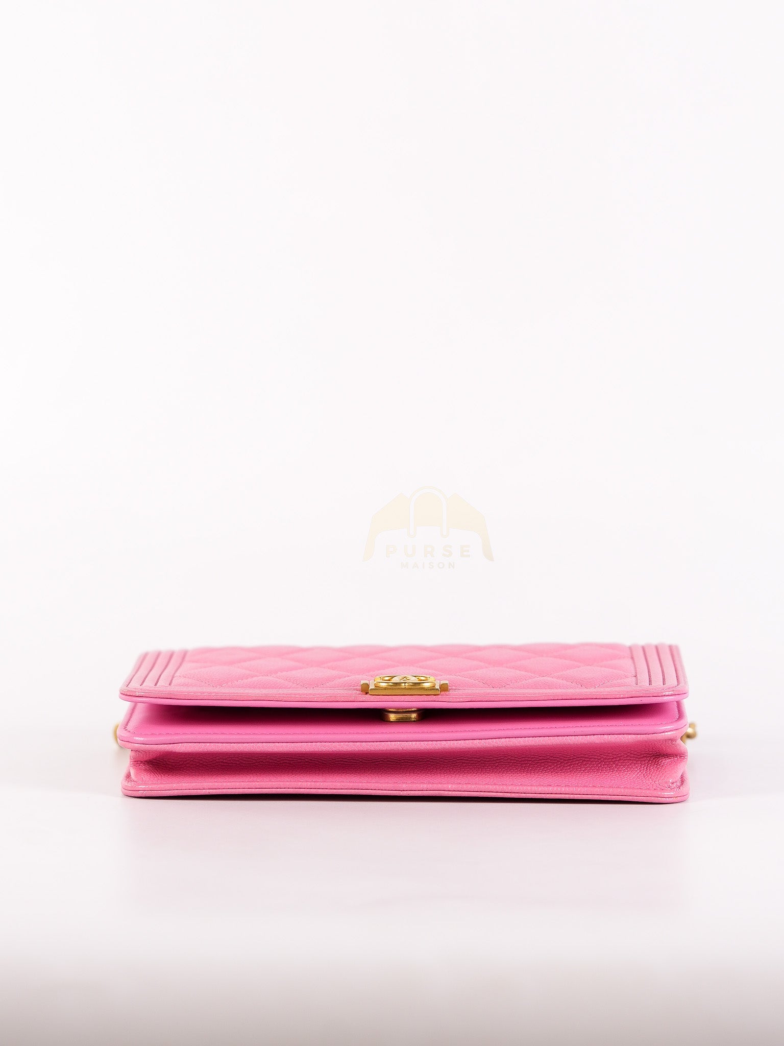 Wallet On Chain (WOC) in Pink Quilted Caviar Leather and Aged Gold Hardware Series 31 | Purse Maison Luxury Bags Shop