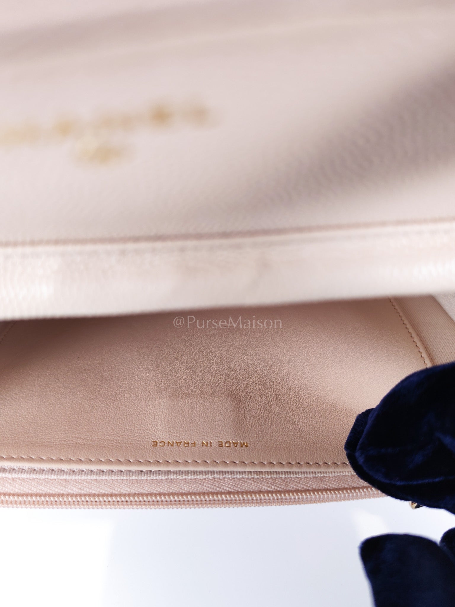 Wallet On Chain (WOC) Pale Beige Pink in Caviar Leather and Light Gold Hardware (Microchip) | Purse Maison Luxury Bags Shop