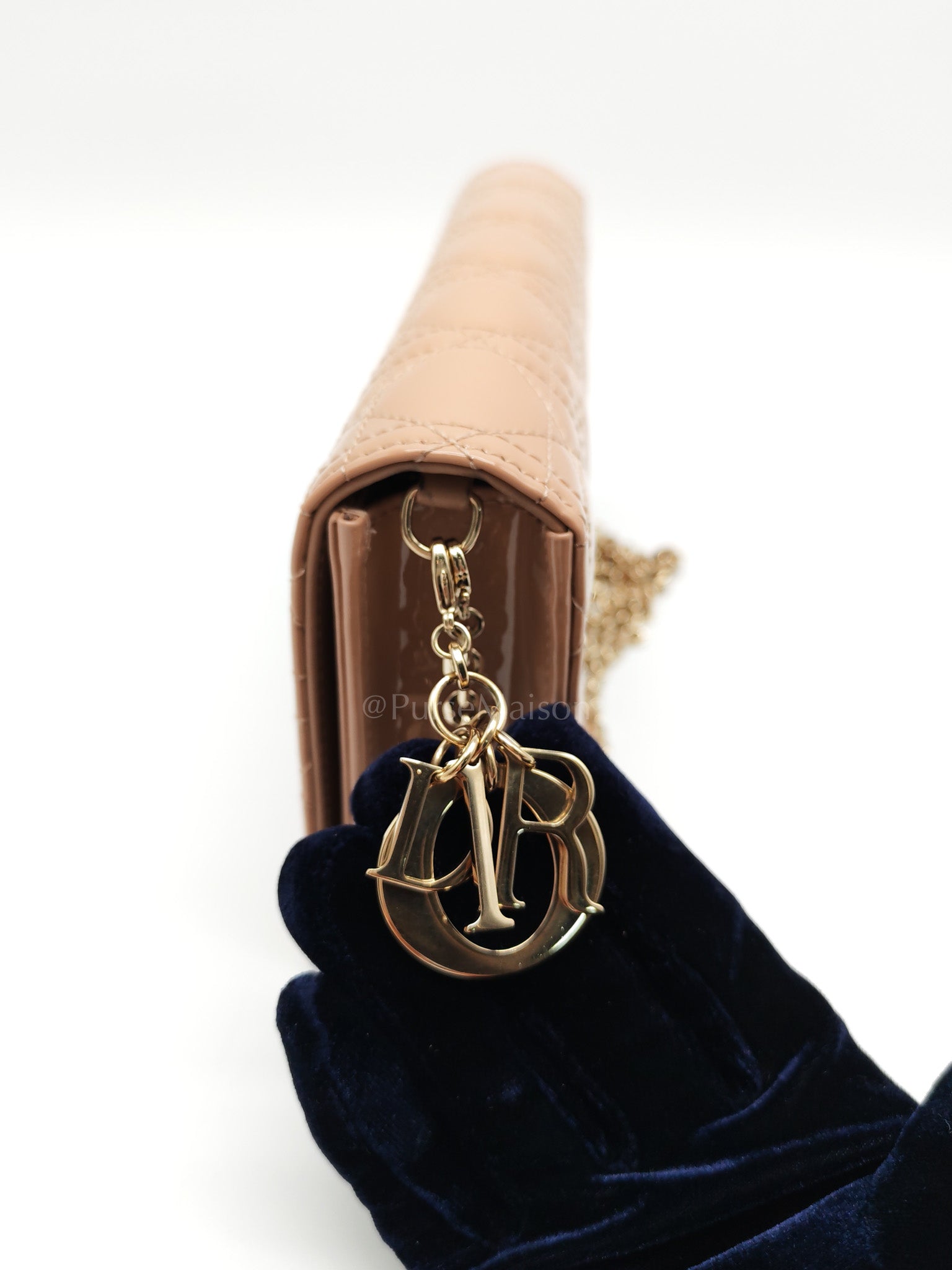 Wallet On Chain (WOC) Rose des Vents Cannage Patent Leather Chain Bag | Purse Maison Luxury Bags Shop