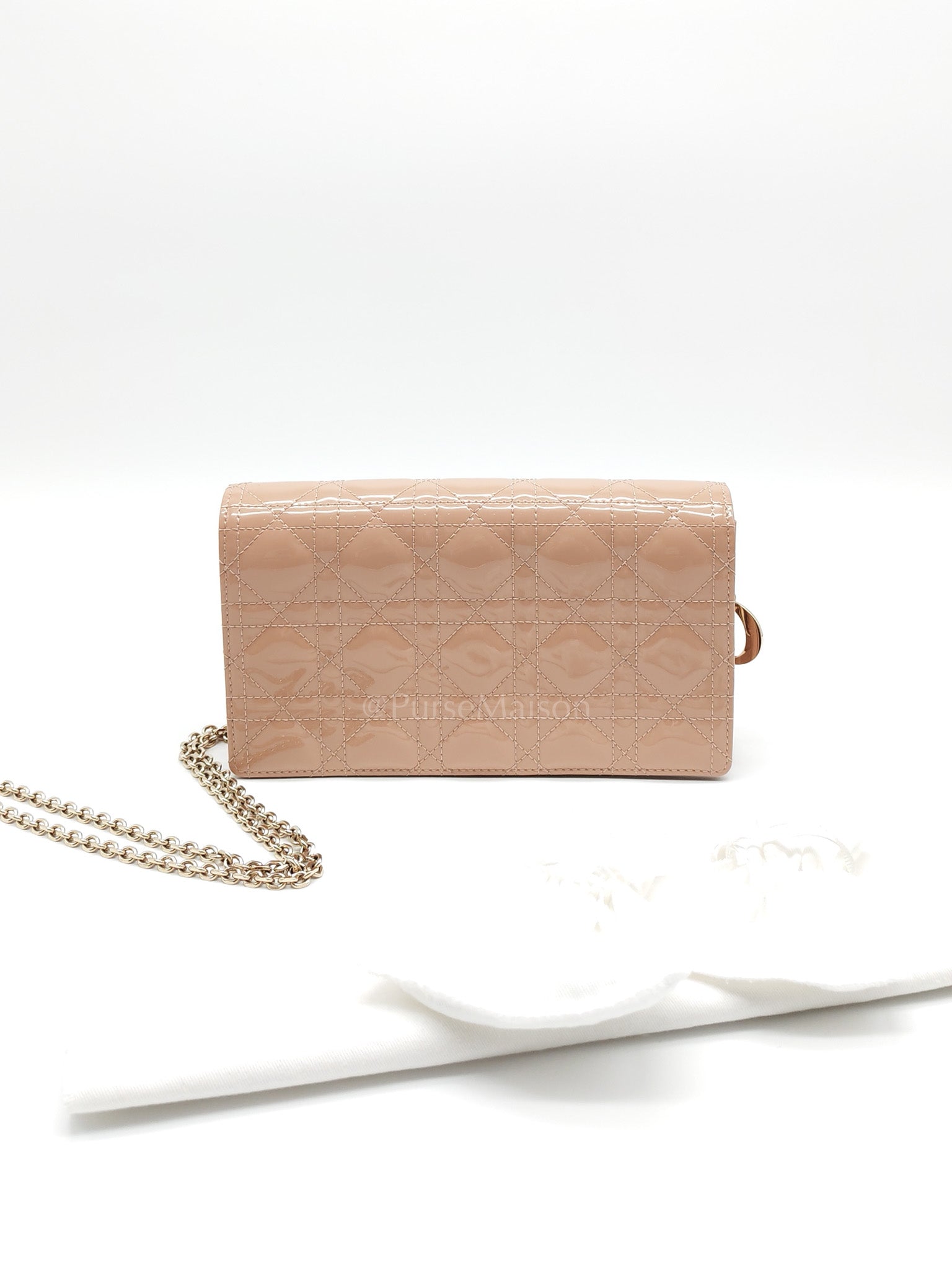 Wallet On Chain (WOC) Rose des Vents Cannage Patent Leather Chain Bag | Purse Maison Luxury Bags Shop