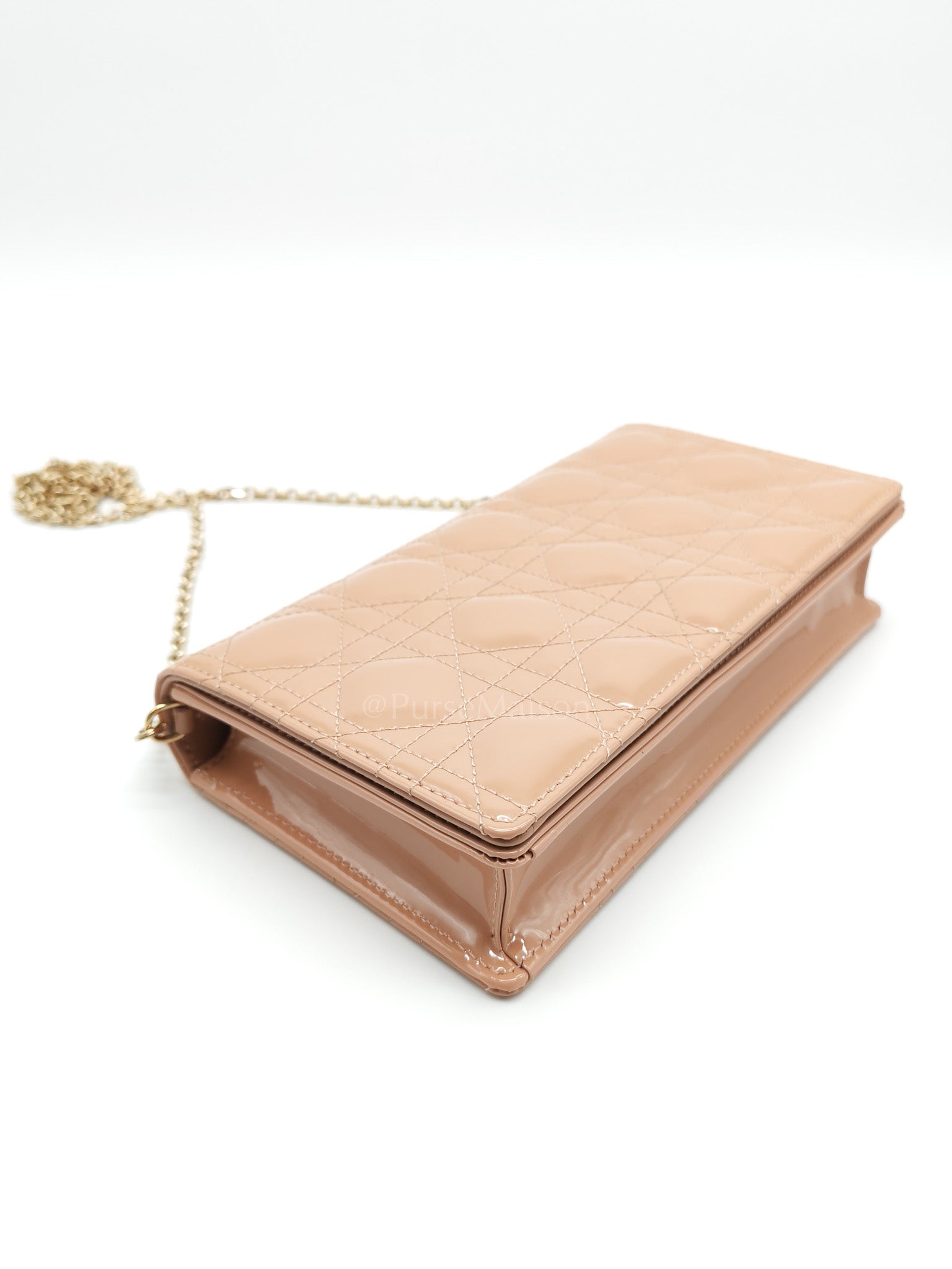 Wallet On Chain (WOC) Rose des Vents Cannage Patent Leather Chain Bag | Purse Maison Luxury Bags Shop