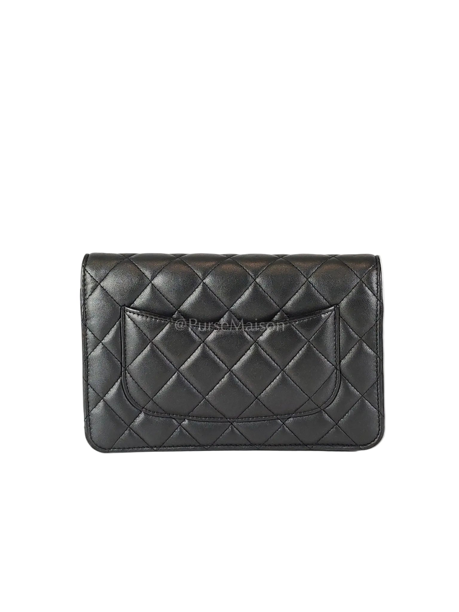 Wallet On Chain (WOC) So Black in Iridescent Lambskin Leather (Microchip) | Purse Maison Luxury Bags Shop