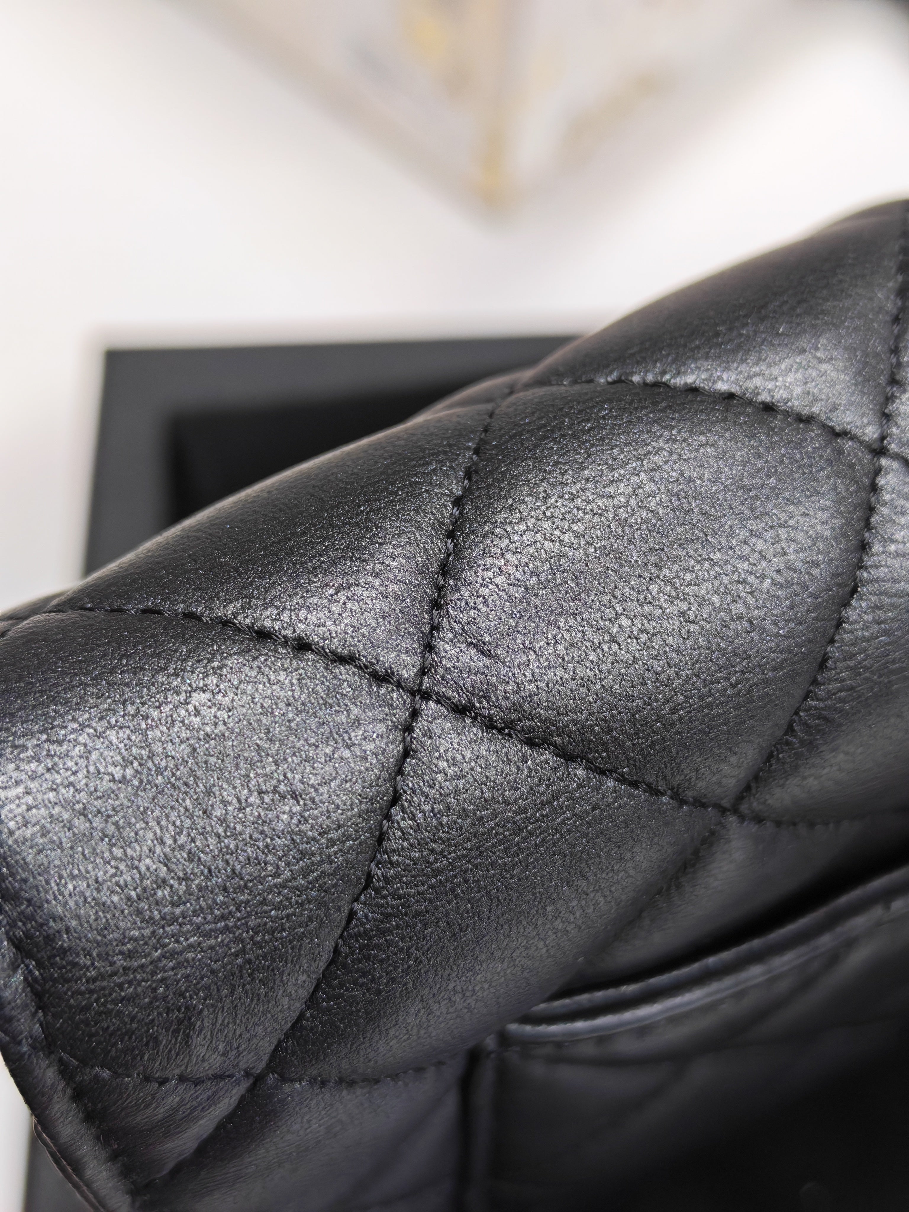 Wallet On Chain (WOC) So Black in Iridescent Lambskin Leather (Microchip) | Purse Maison Luxury Bags Shop