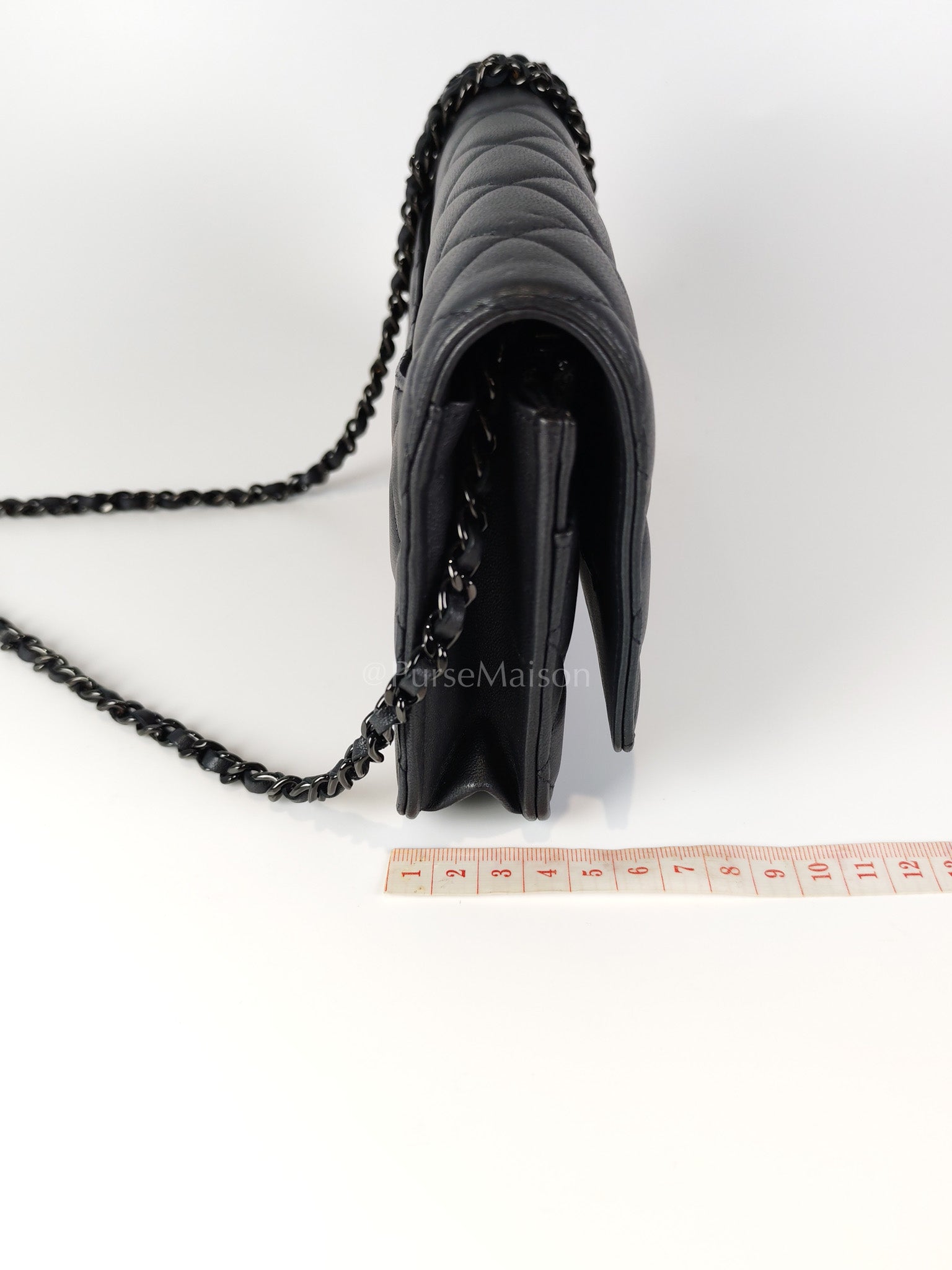 Wallet On Chain (WOC) So Black in Iridescent Lambskin Leather (Microchip) | Purse Maison Luxury Bags Shop
