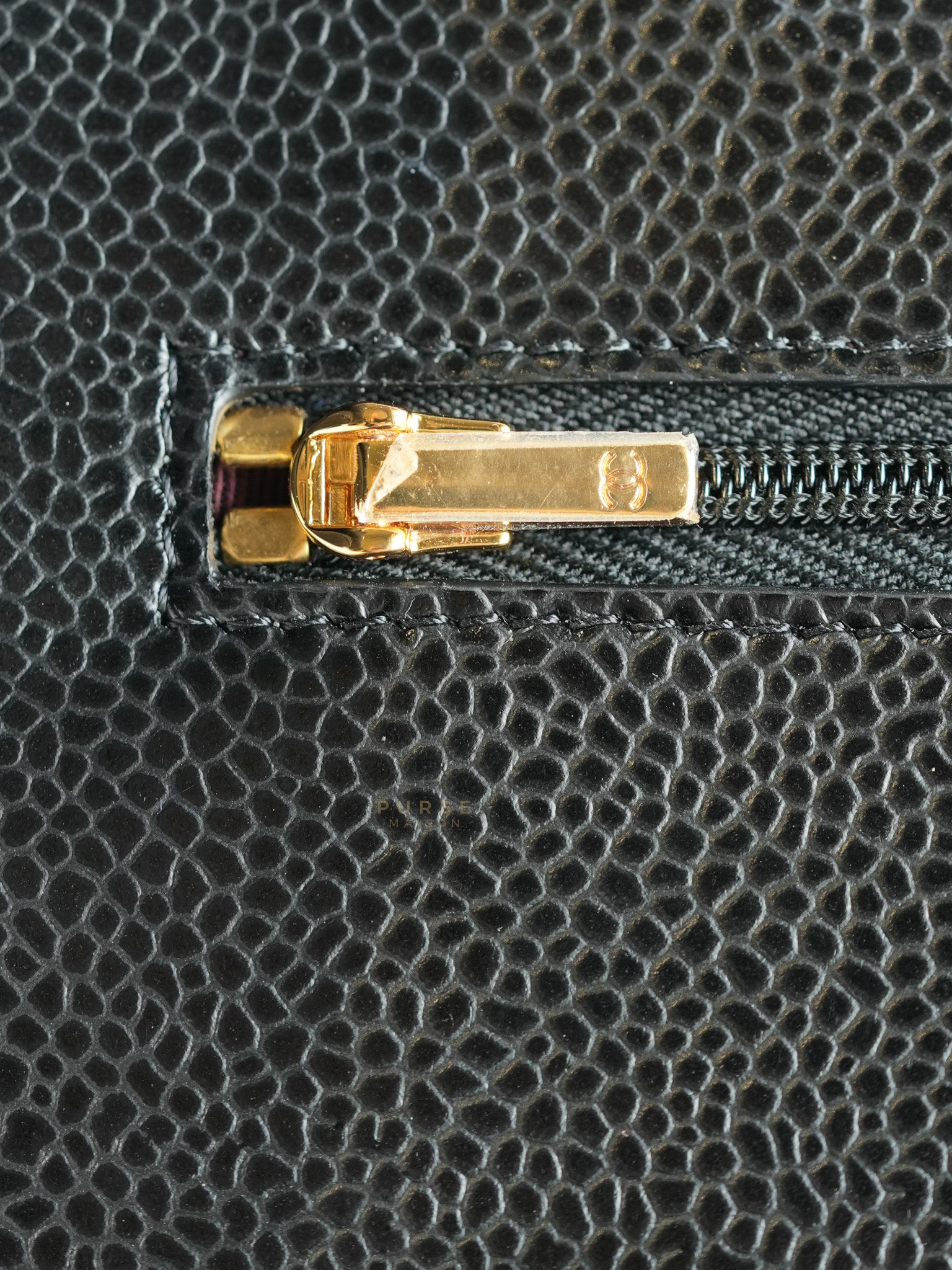 Wallet on Chain(WOC) in Black Caviar Leather with Gold Hardware(Series 28) | Purse Maison Luxury Bags Shop