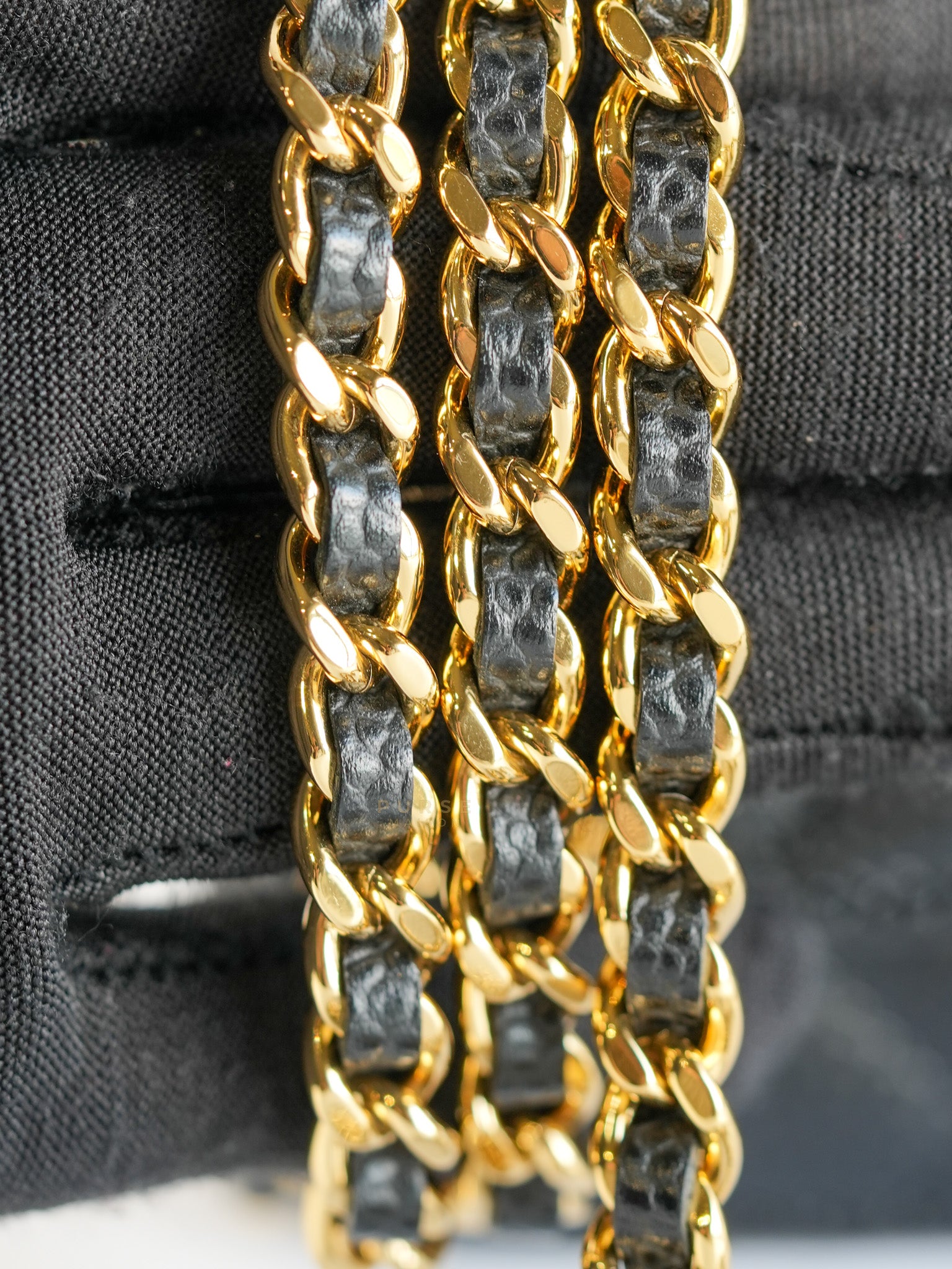 Wallet on Chain(WOC) in Black Caviar Leather with Gold Hardware(Series 28) | Purse Maison Luxury Bags Shop