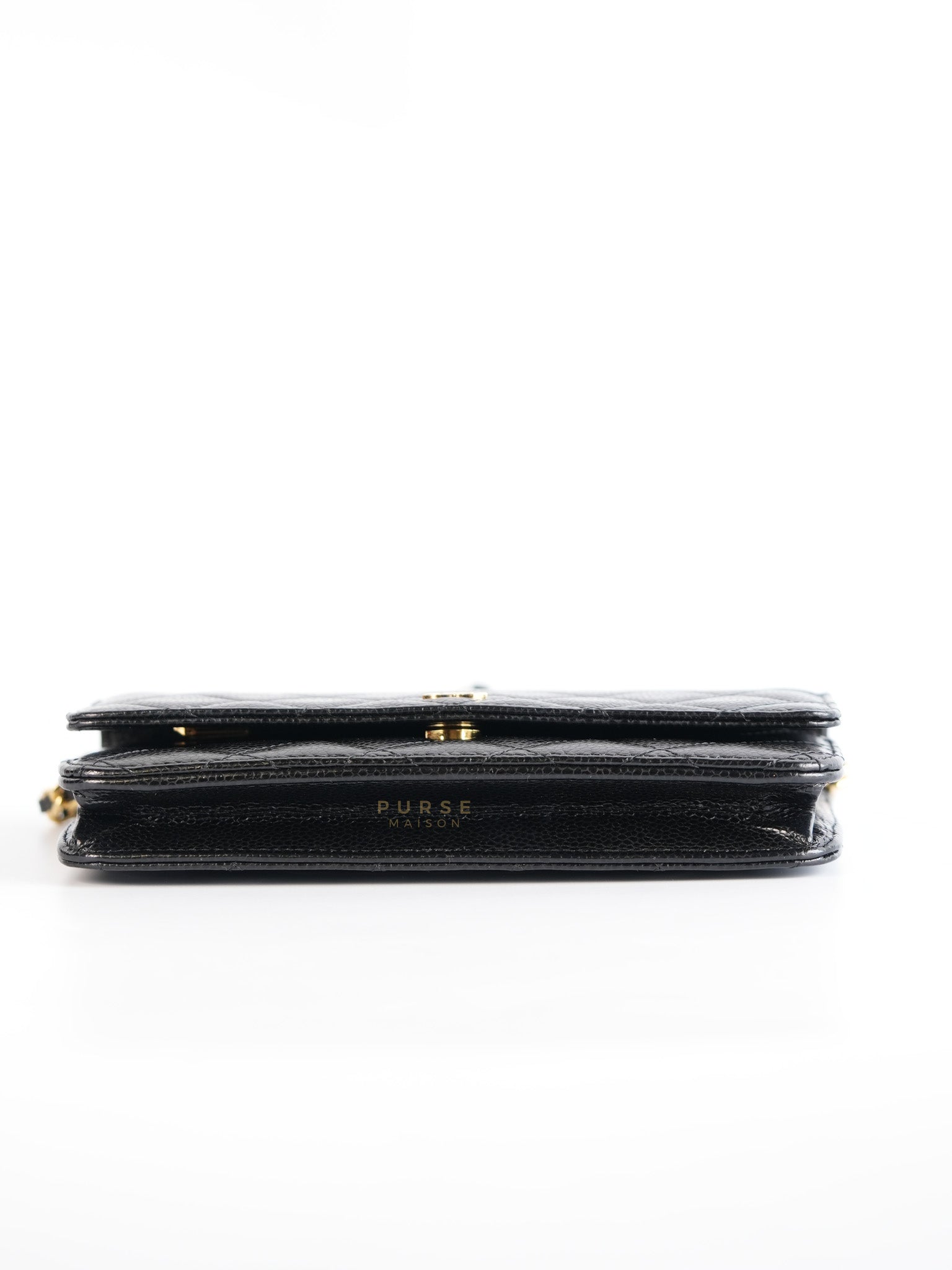 Wallet on Chain(WOC) in Black Caviar Leather with Gold Hardware(Series 28) | Purse Maison Luxury Bags Shop