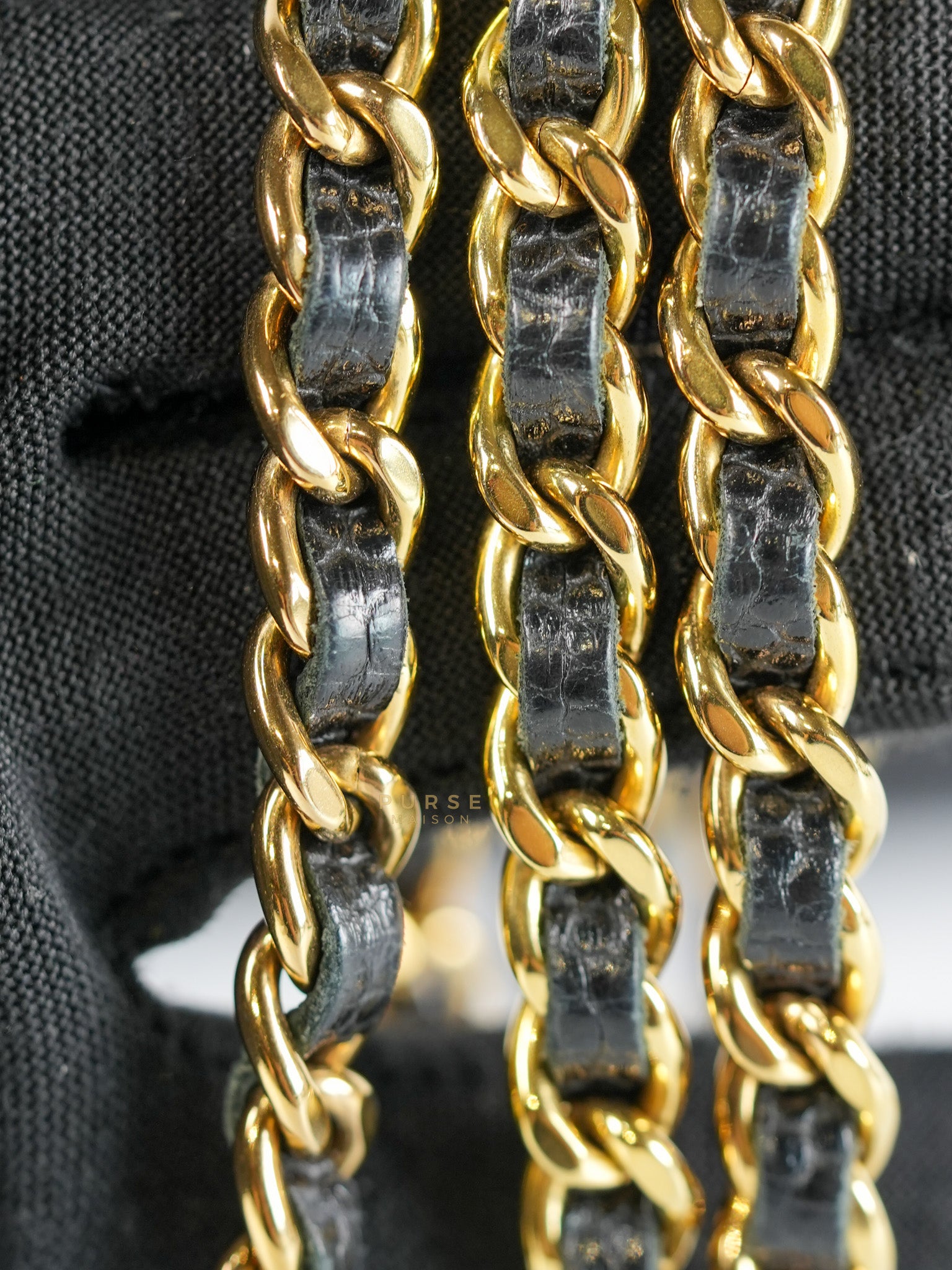 Wallet on Chain(WOC) in Black Quilted Caviar Leather & Gold Hardware Microchip(2022) | Purse Maison Luxury Bags Shop