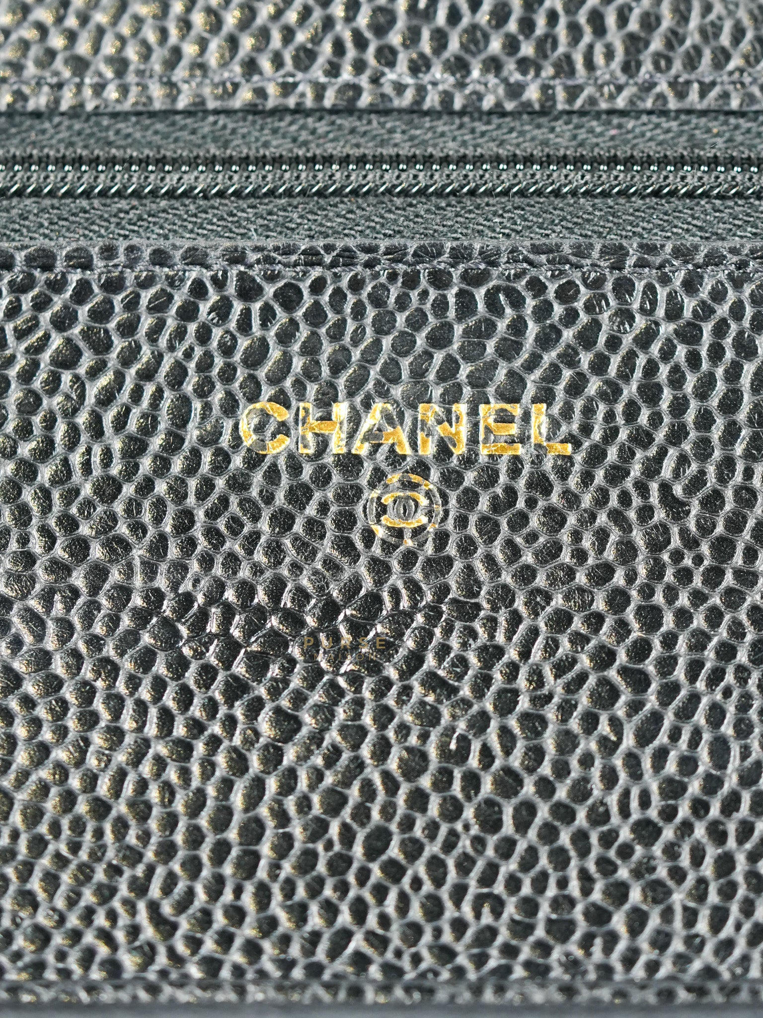 Wallet on Chain(WOC) in Black Quilted Caviar Leather & Gold Hardware Microchip(2022) | Purse Maison Luxury Bags Shop