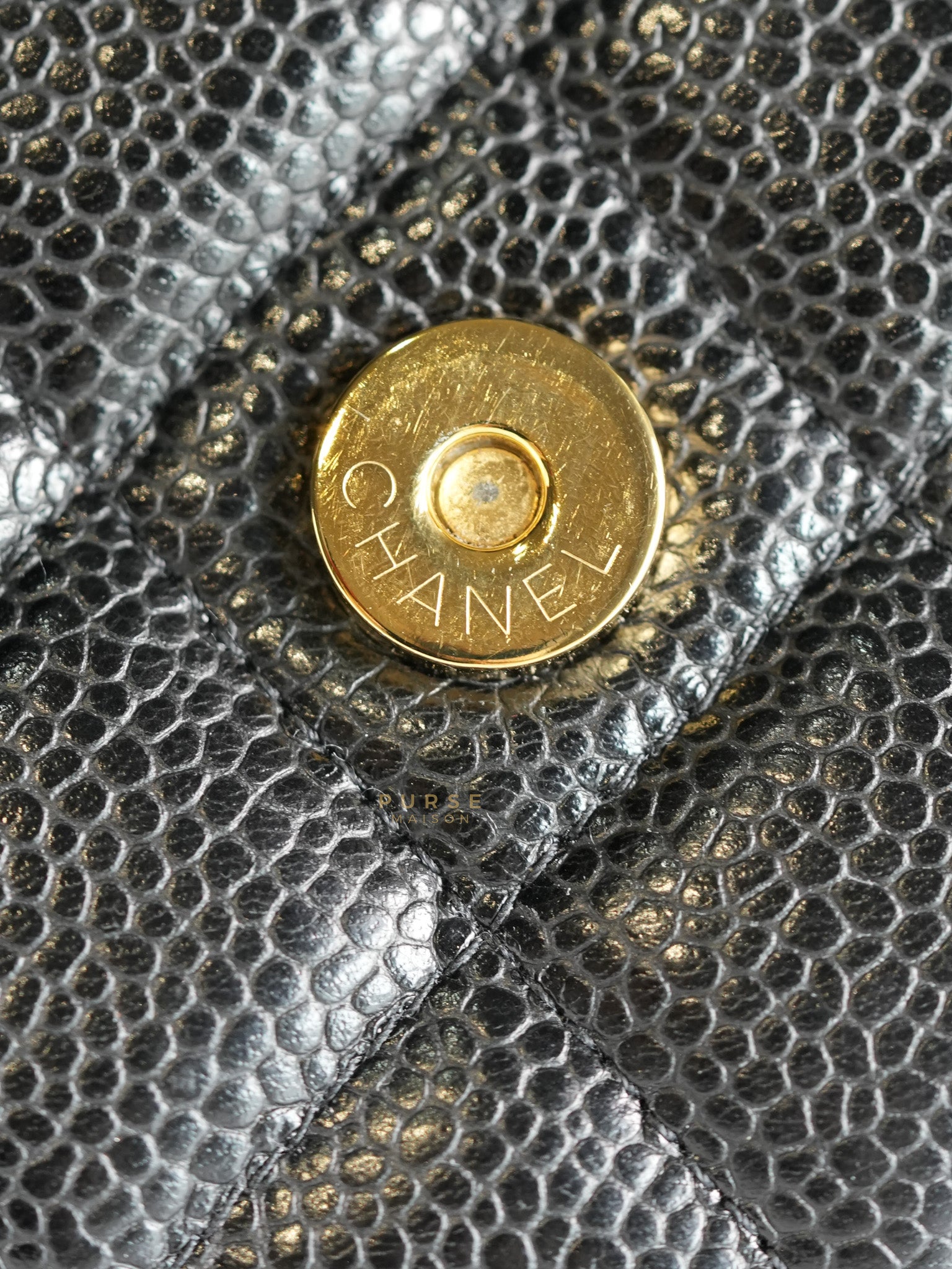 Wallet on Chain(WOC) in Black Quilted Caviar Leather & Gold Hardware Microchip(2022) | Purse Maison Luxury Bags Shop