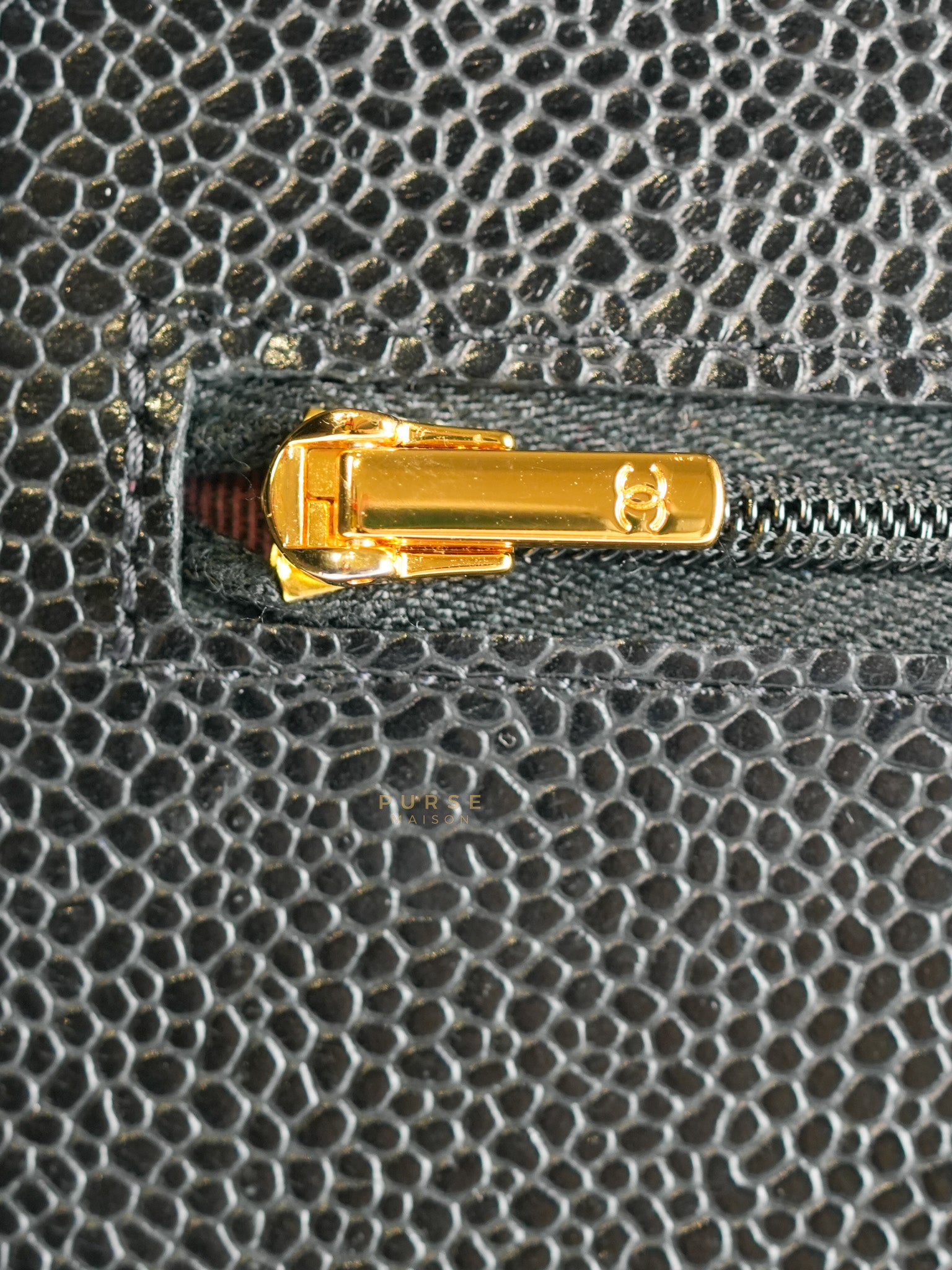 Wallet on Chain(WOC) in Black Quilted Caviar Leather & Gold Hardware Microchip(2022) | Purse Maison Luxury Bags Shop