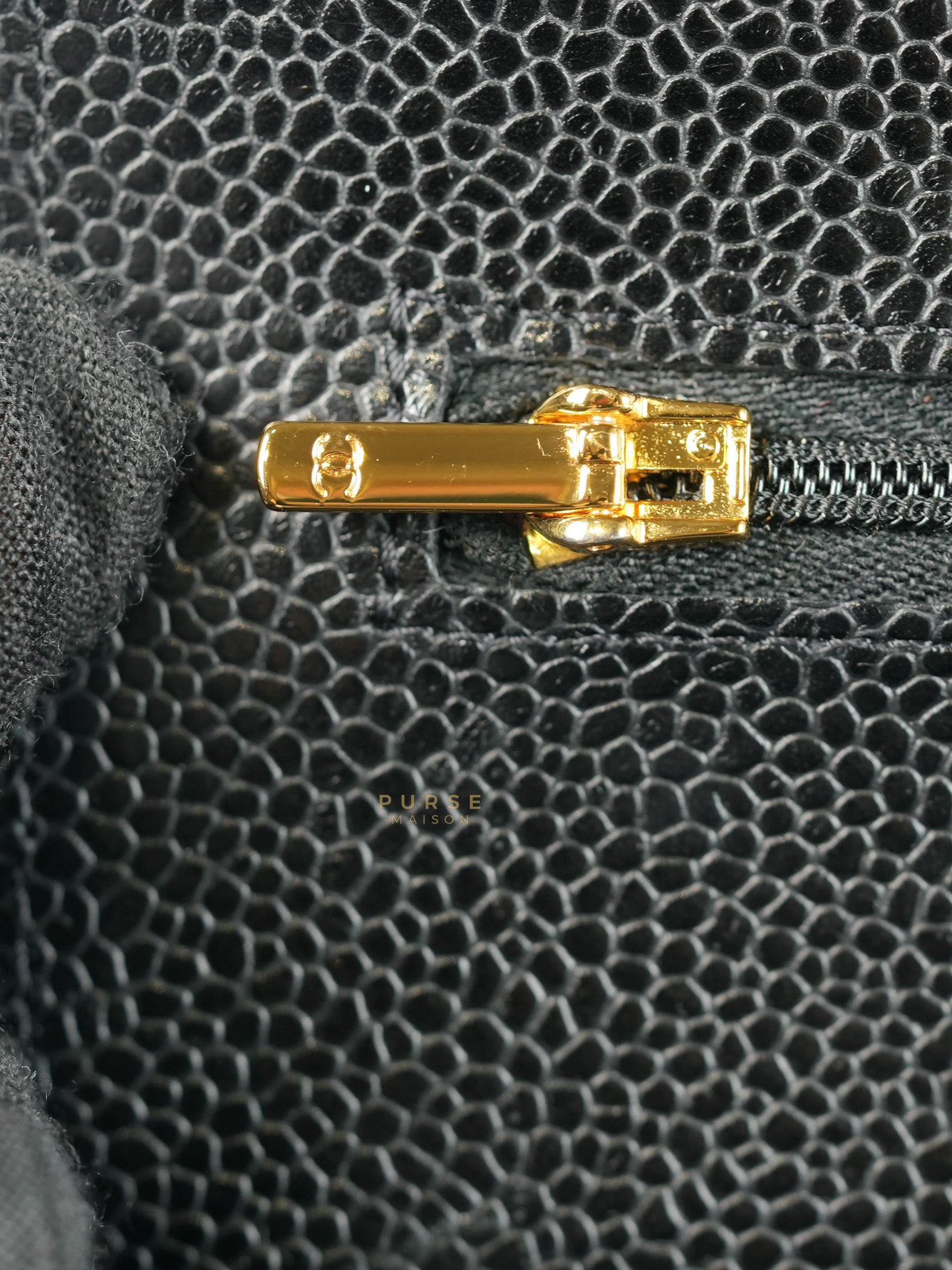 Wallet on Chain(WOC) in Black Quilted Caviar Leather & Gold Hardware Microchip(2022) | Purse Maison Luxury Bags Shop