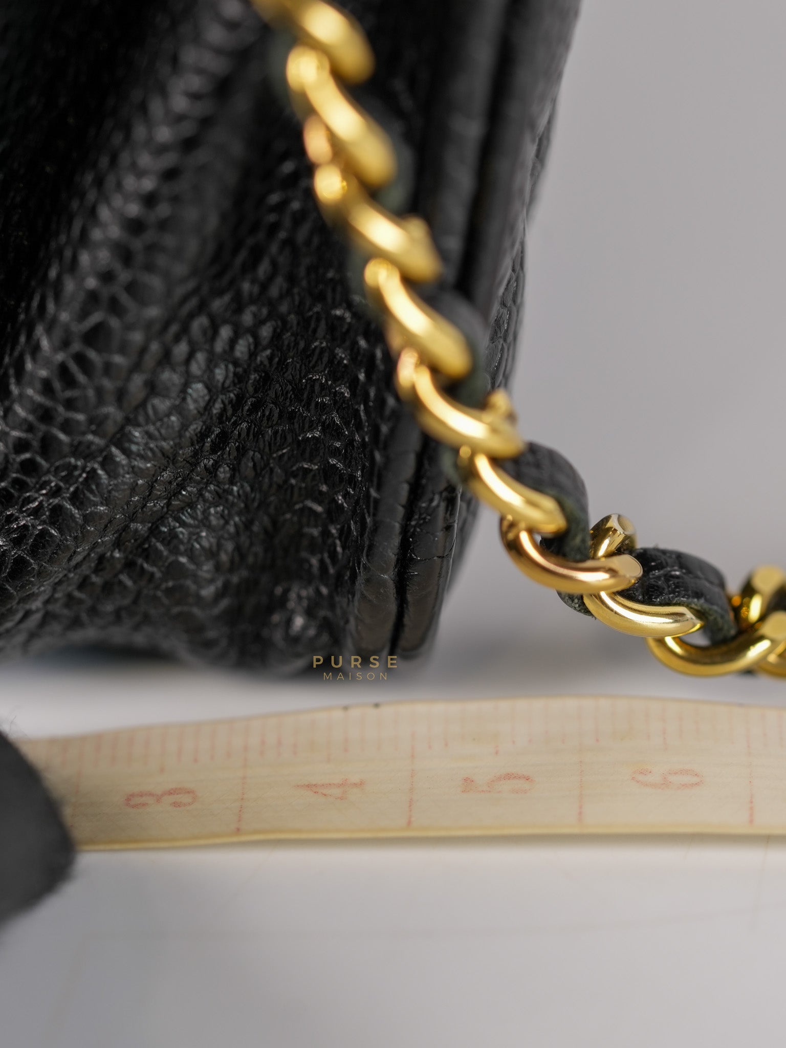 Wallet on Chain(WOC) in Black Quilted Caviar Leather & Gold Hardware Microchip(2022) | Purse Maison Luxury Bags Shop