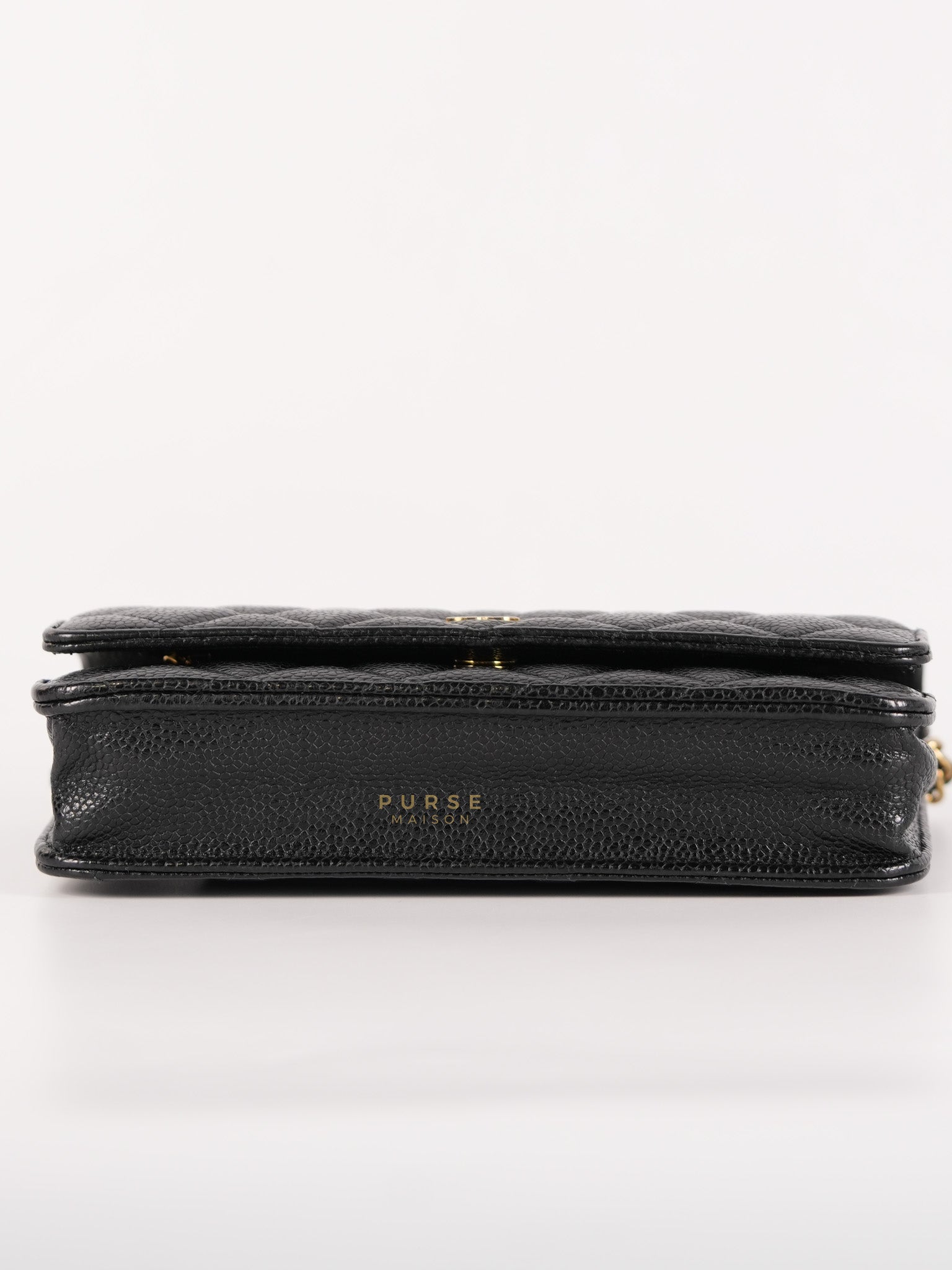 Wallet on Chain(WOC) in Black Quilted Caviar Leather & Gold Hardware Microchip(2022) | Purse Maison Luxury Bags Shop