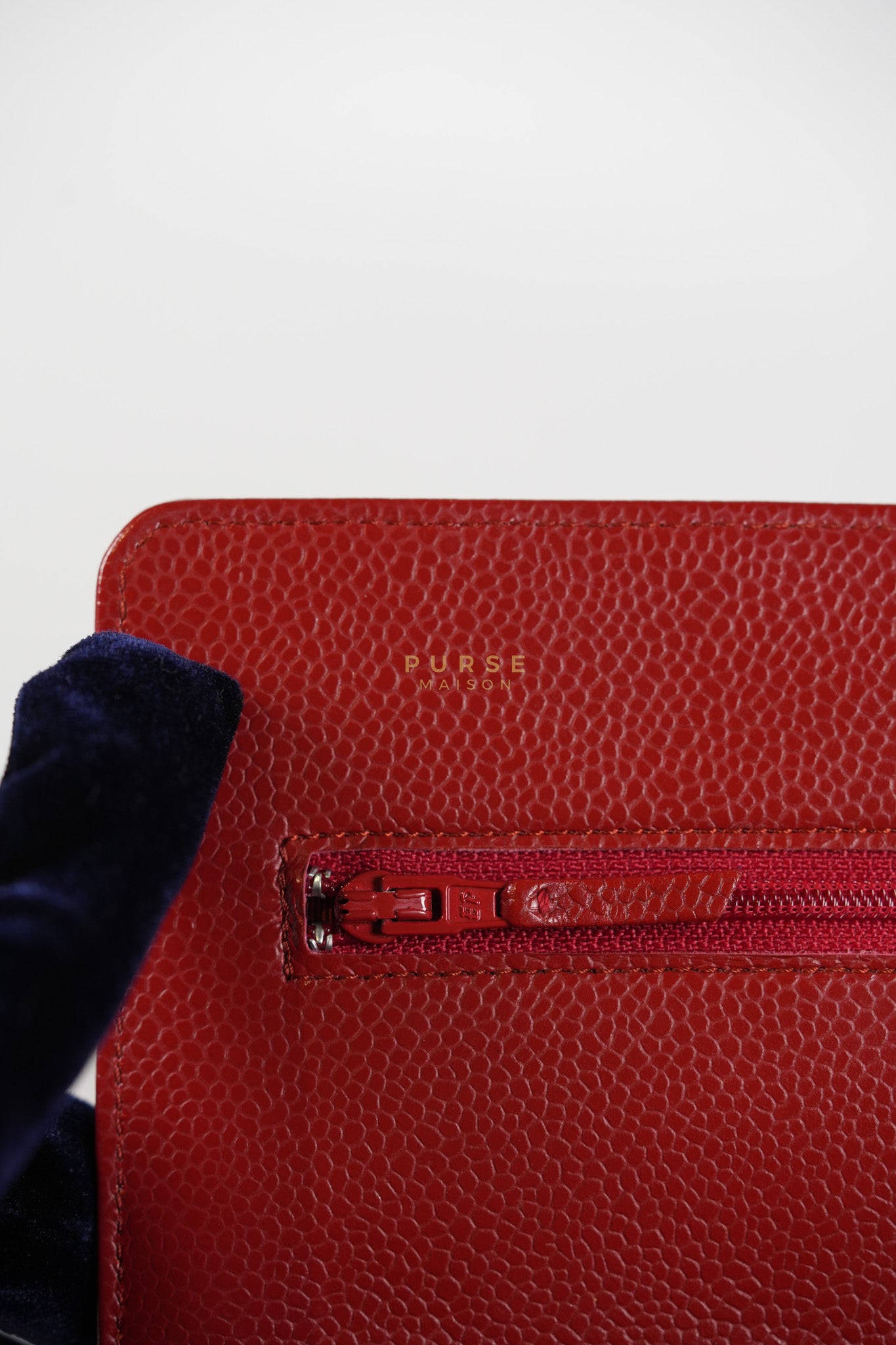 Wallet on Chain(WOC) in Red Caviar Leather Silver Hardware (Series 21) | Purse Maison Luxury Bags Shop