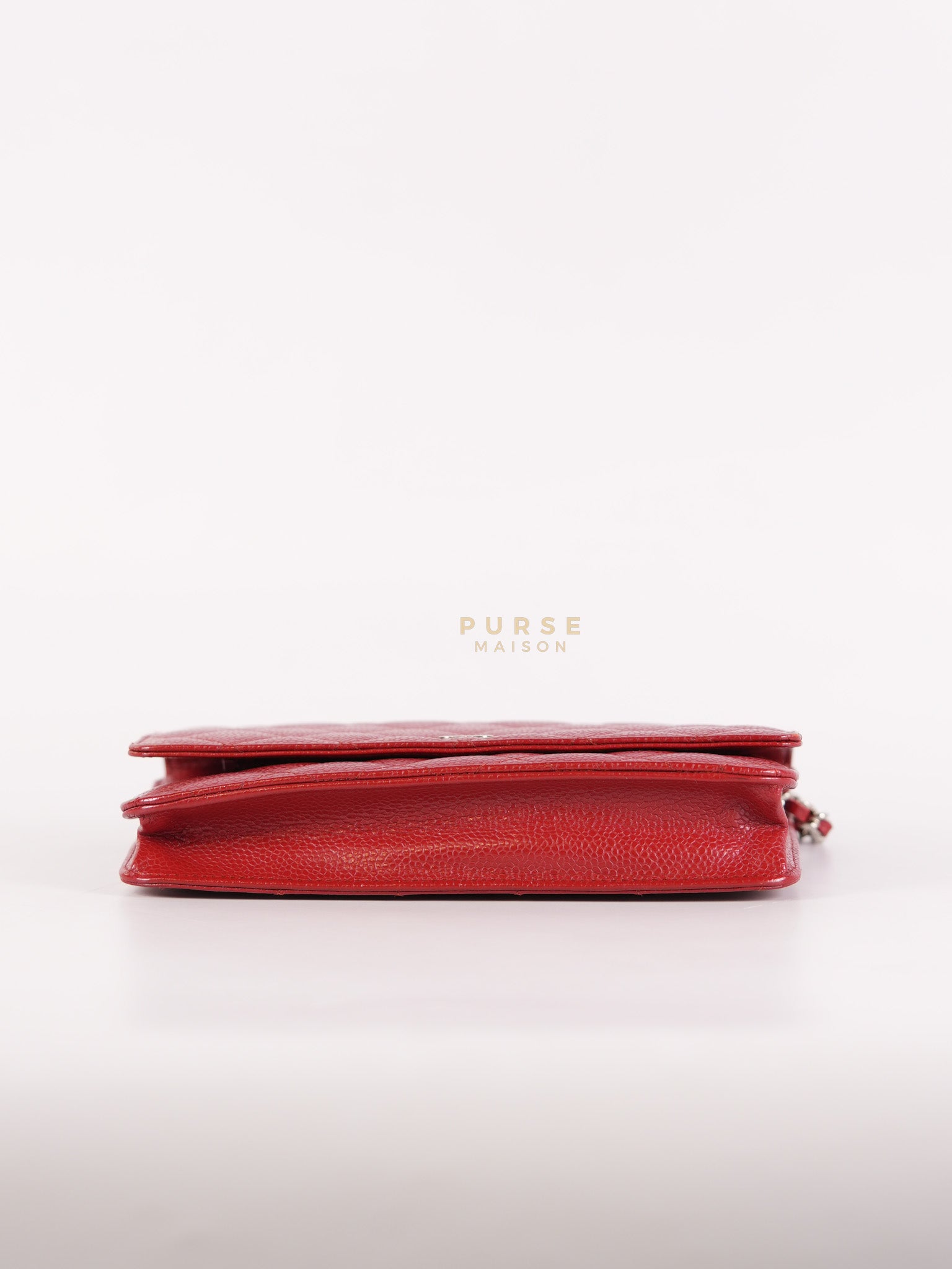 Wallet on Chain(WOC) in Red Caviar Leather Silver Hardware (Series 21) | Purse Maison Luxury Bags Shop