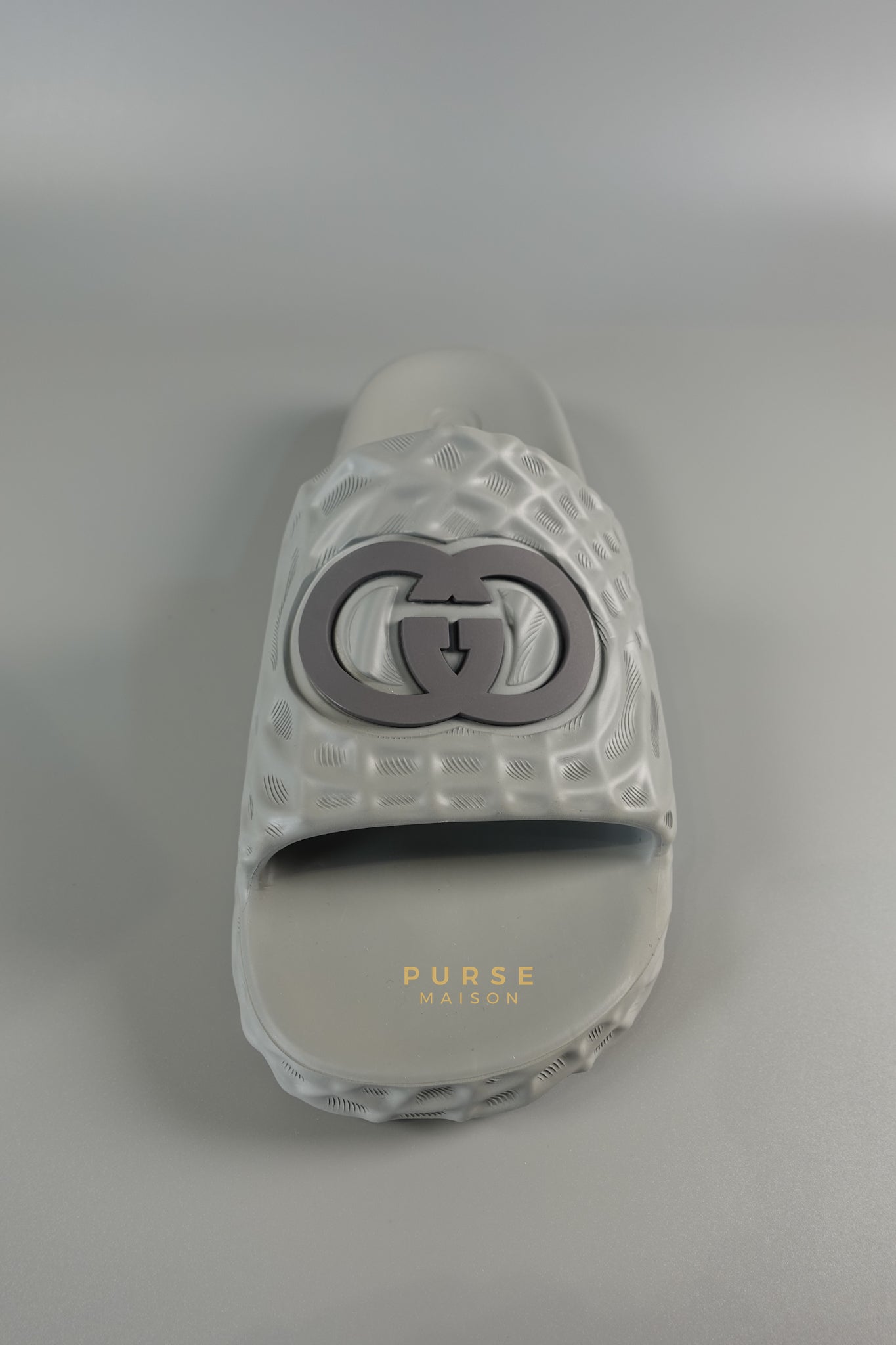 Water Ripple Rubber Slides in Dusty Grey Size 8 (28cm) | Purse Maison Luxury Bags Shop