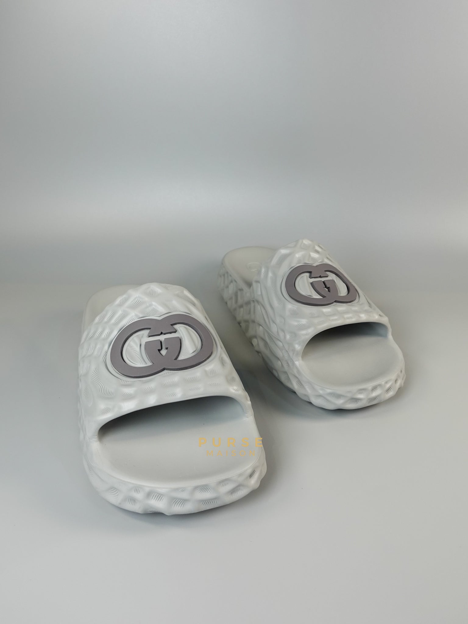 Water Ripple Rubber Slides in Dusty Grey Size 8 (28cm) | Purse Maison Luxury Bags Shop