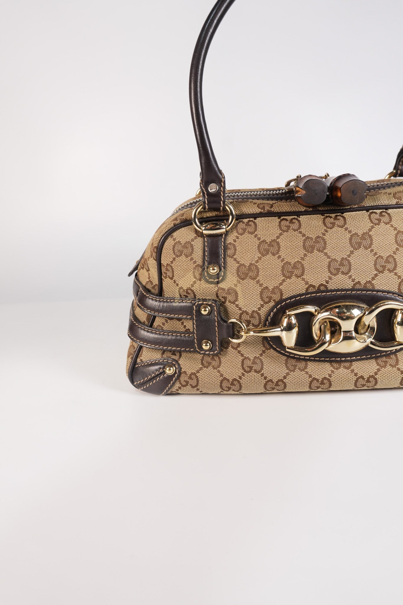 Wave Boston Medium in Beige/Ebony GG Canvas | Purse Maison Luxury Bags Shop