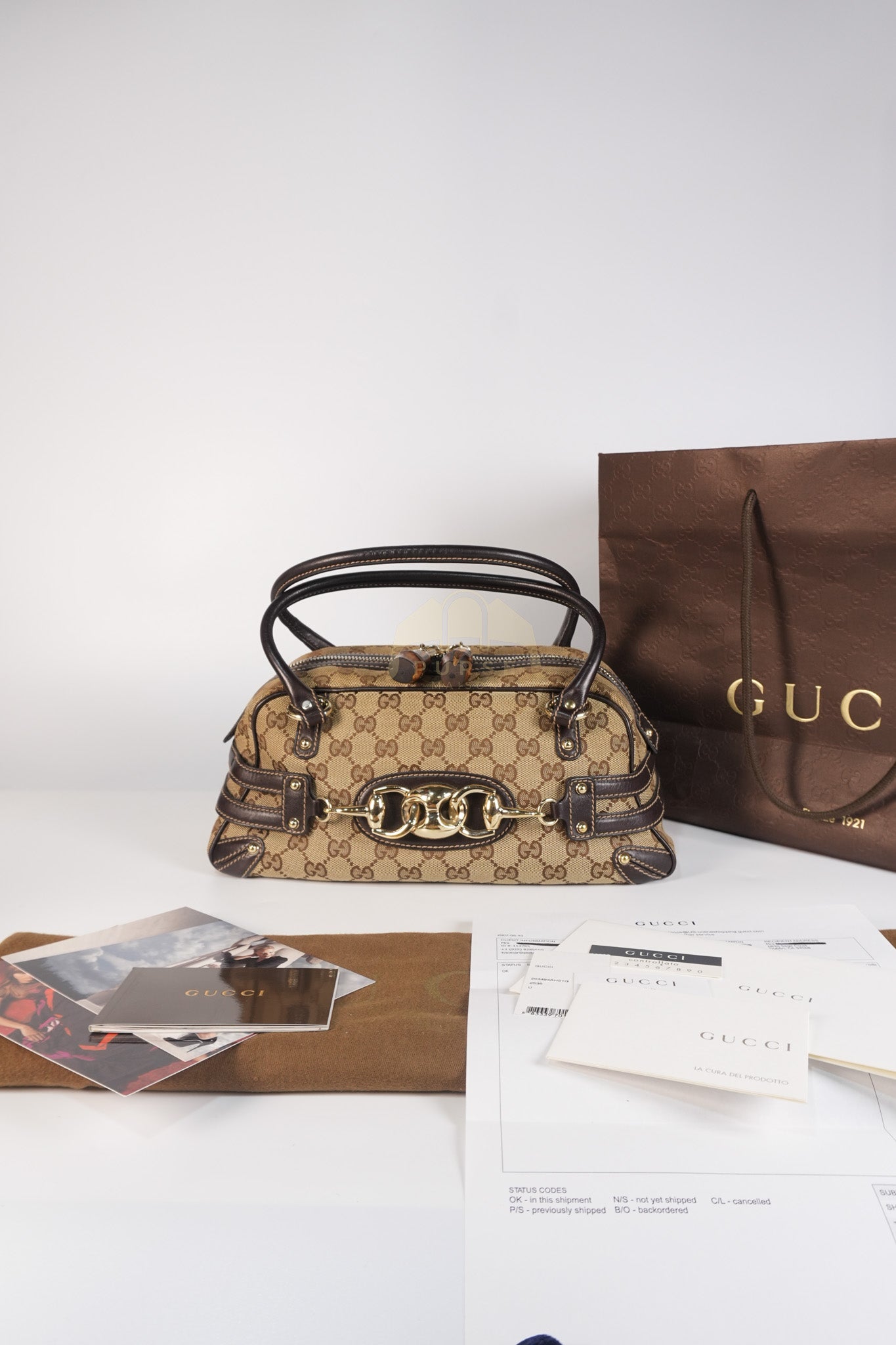 Wave Boston Medium in Beige/Ebony GG Canvas | Purse Maison Luxury Bags Shop