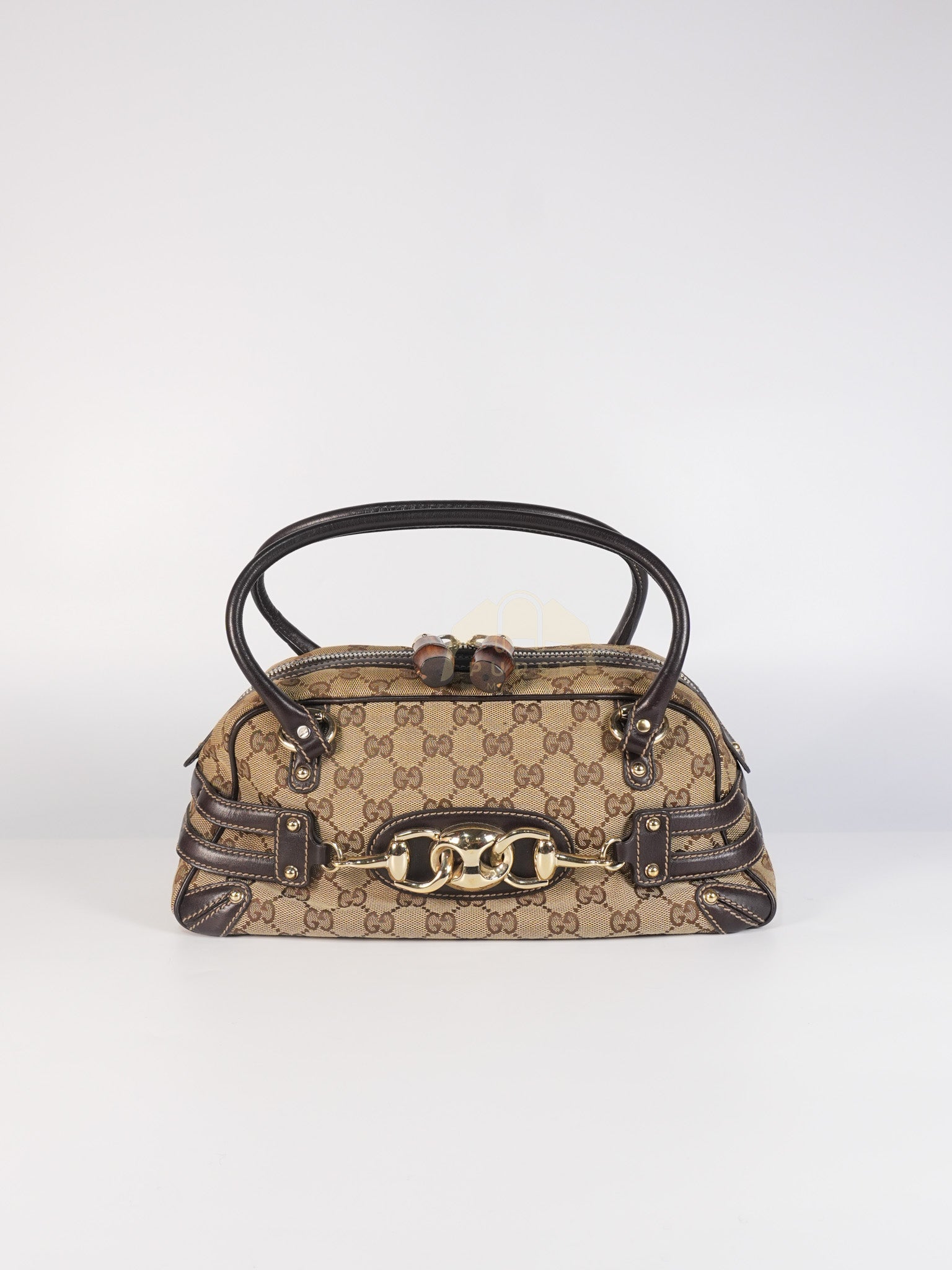 Wave Boston Medium in Beige/Ebony GG Canvas | Purse Maison Luxury Bags Shop