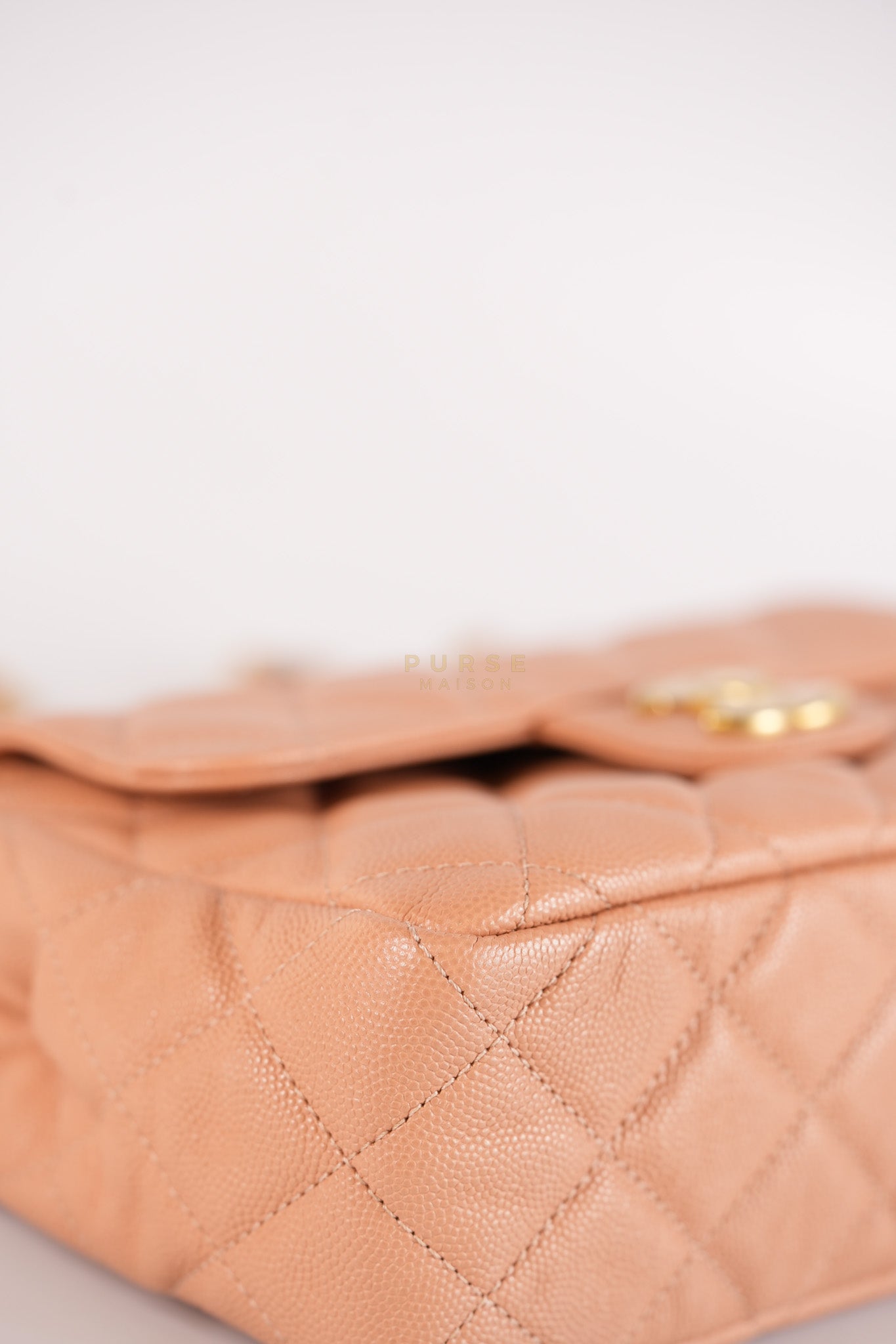 Wavy Small Hobo Caramel Caviar Leather in Aged Gold Hardware (Microchip) | Purse Maison Luxury Bags Shop
