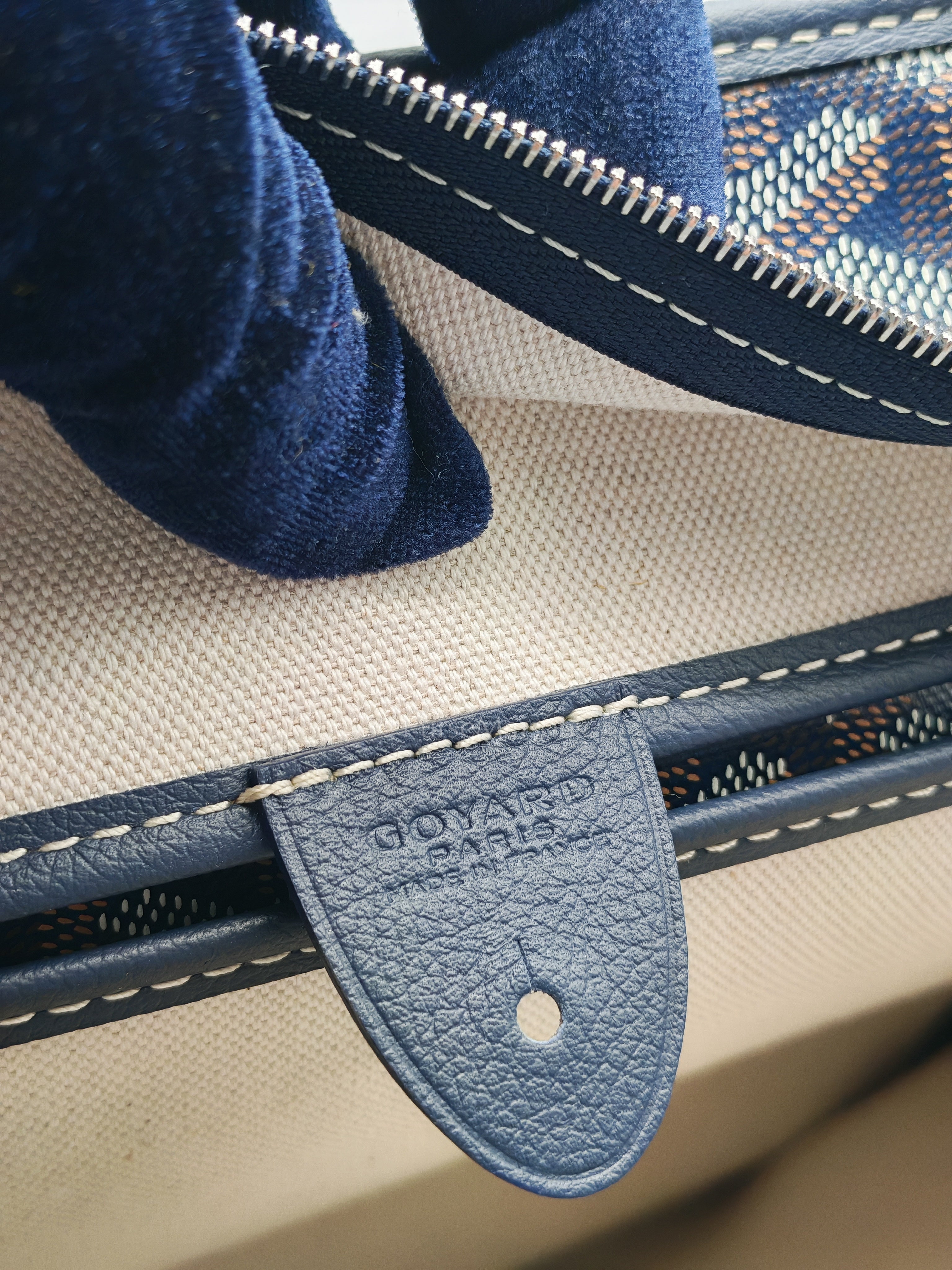 Artois PM in Navy Blue Goyardine Canvas Tote Bag