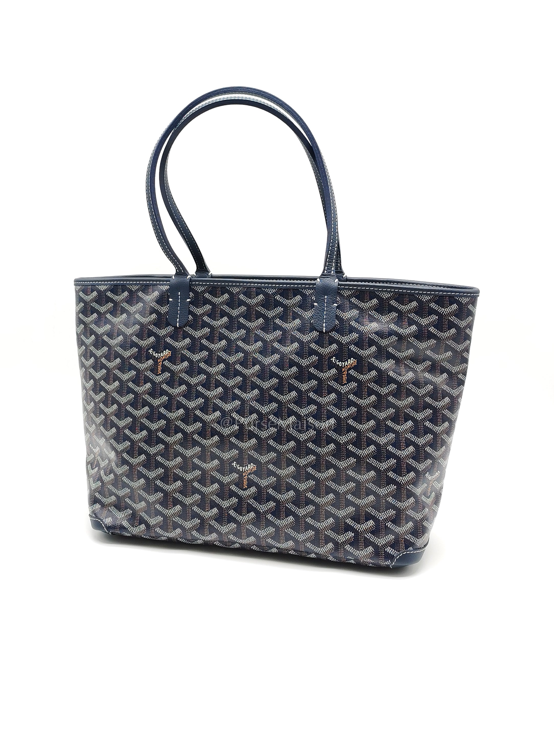 Artois PM in Navy Blue Goyardine Canvas Tote Bag